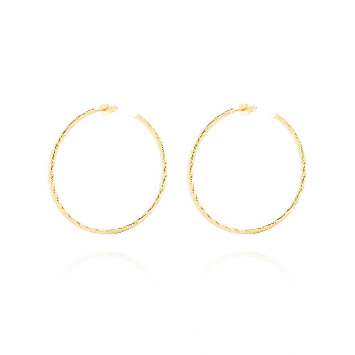 Aros de Plata Esterlina 925 Argollas  45mm Revestido en Oro 18kt-0