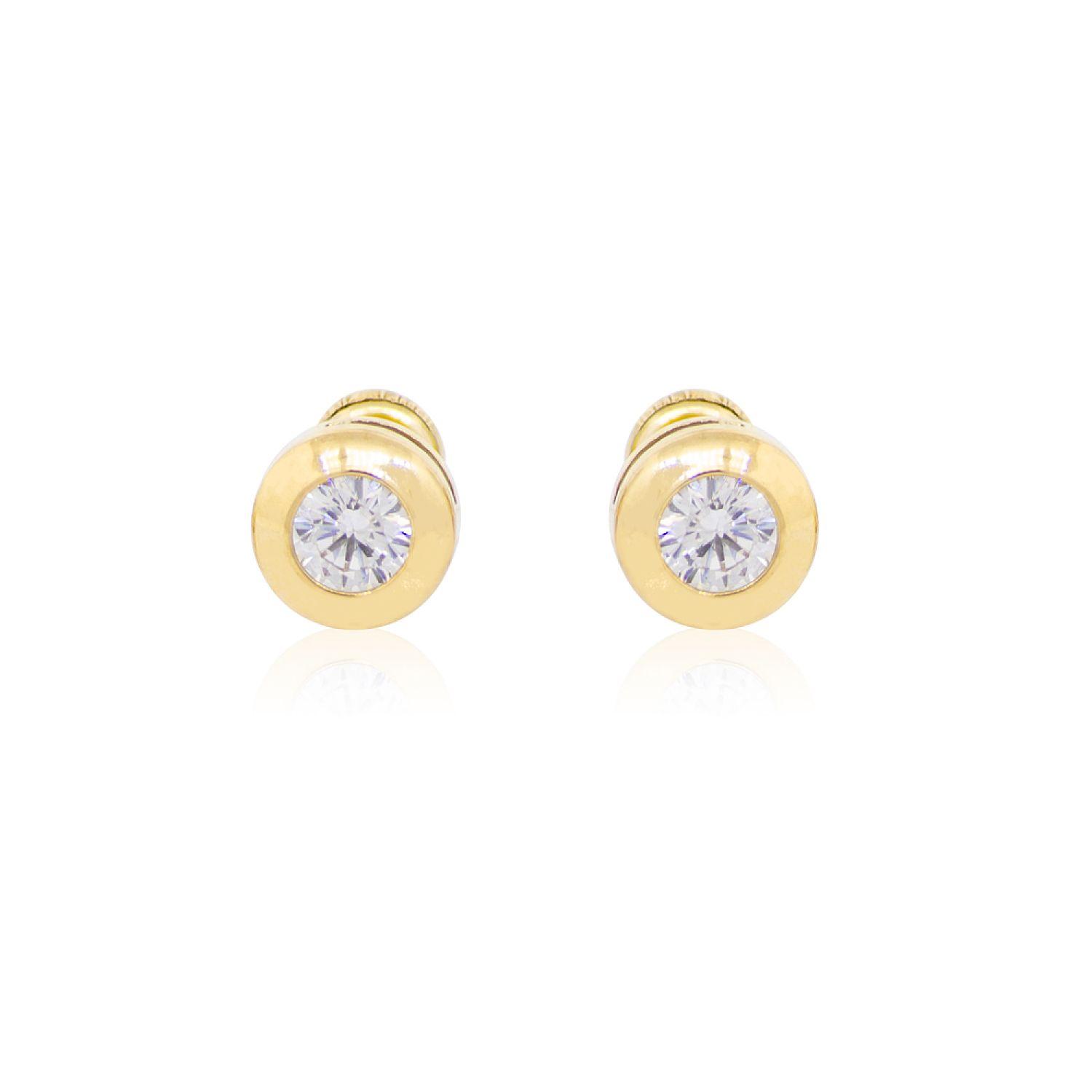 Aros de Oro 18kt Con Circones 4mm Punto De Luz-0