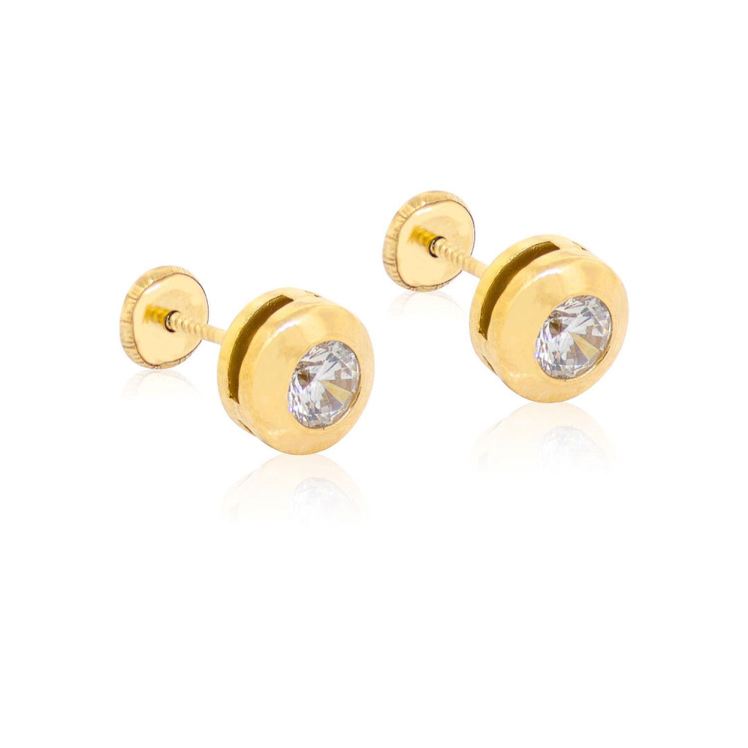 Aros de Oro 18kt Con Circones 4mm Punto De Luz-1