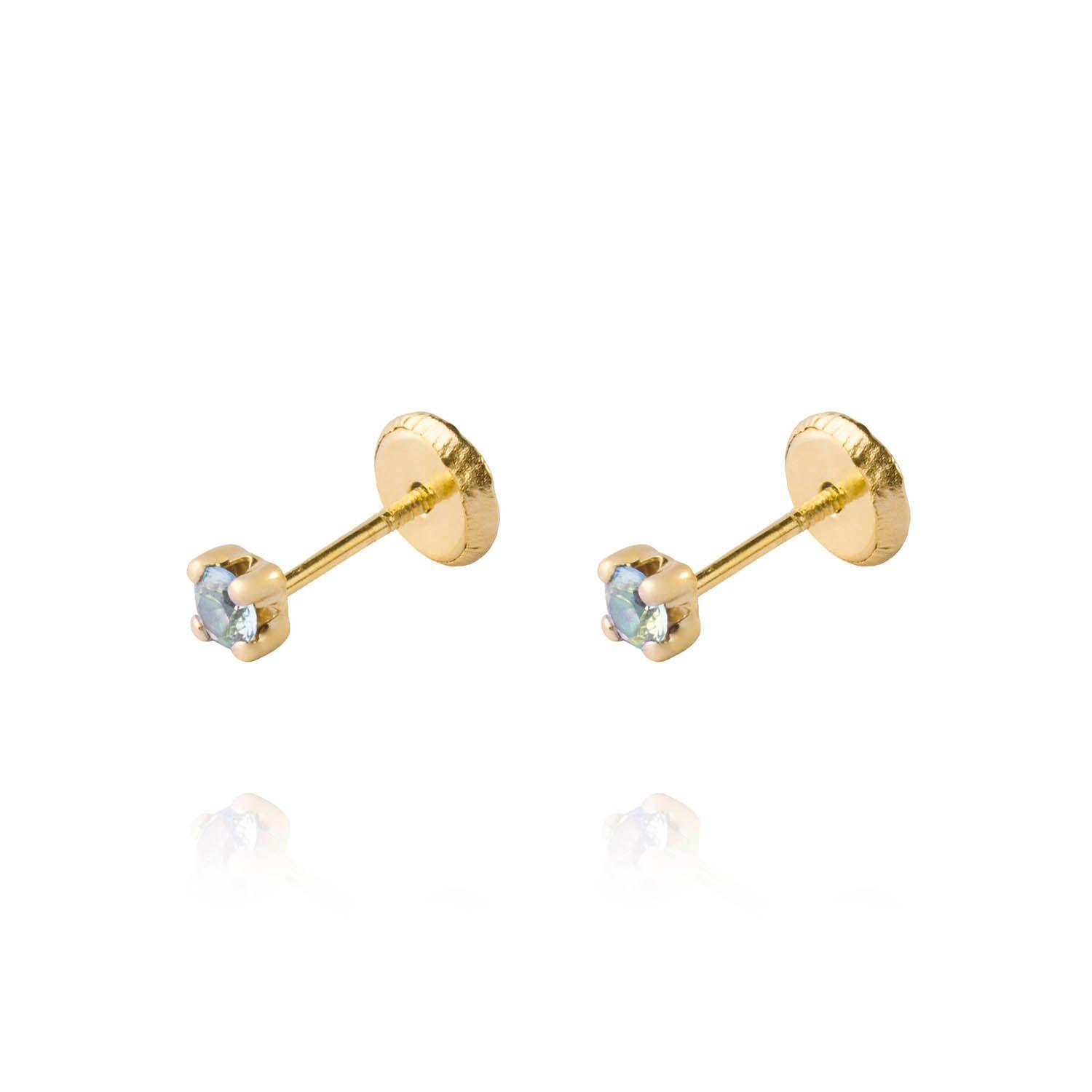 Aros de Oro 18kt Agua Marina Piedra 2,5mm-0