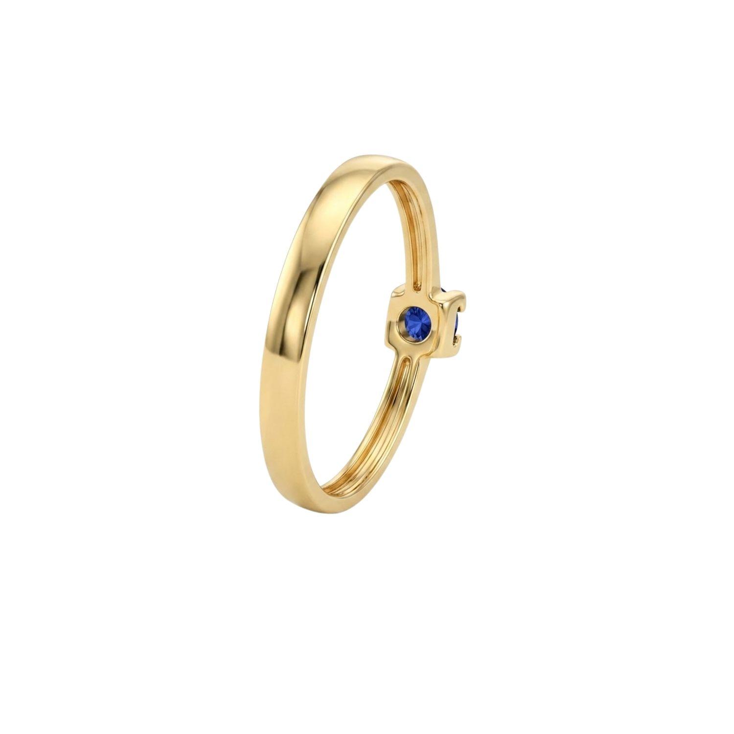 Anillo Oro Miel 18kt Solitario Cuadrado con Zafiro-2