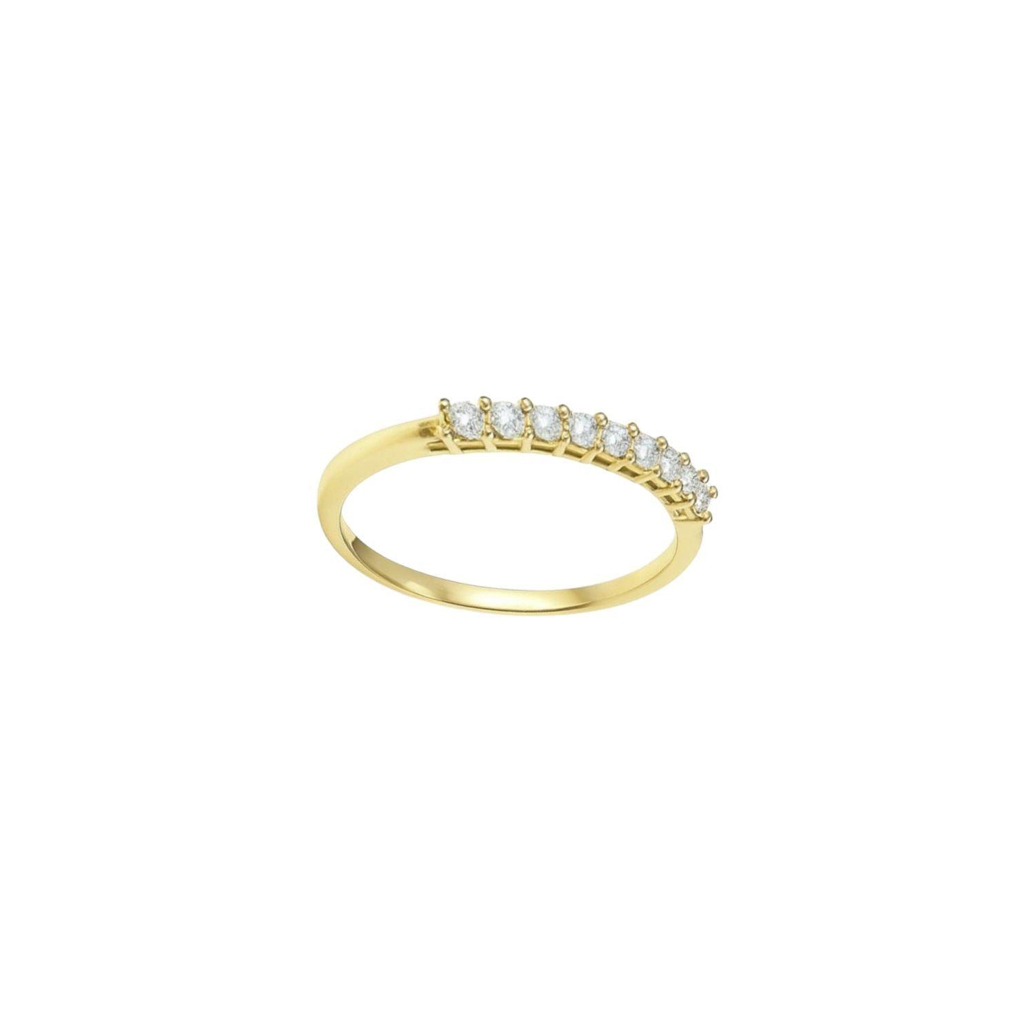 Anillo Oro Amarillo 14kt Nueve Circonitas 2MM-2