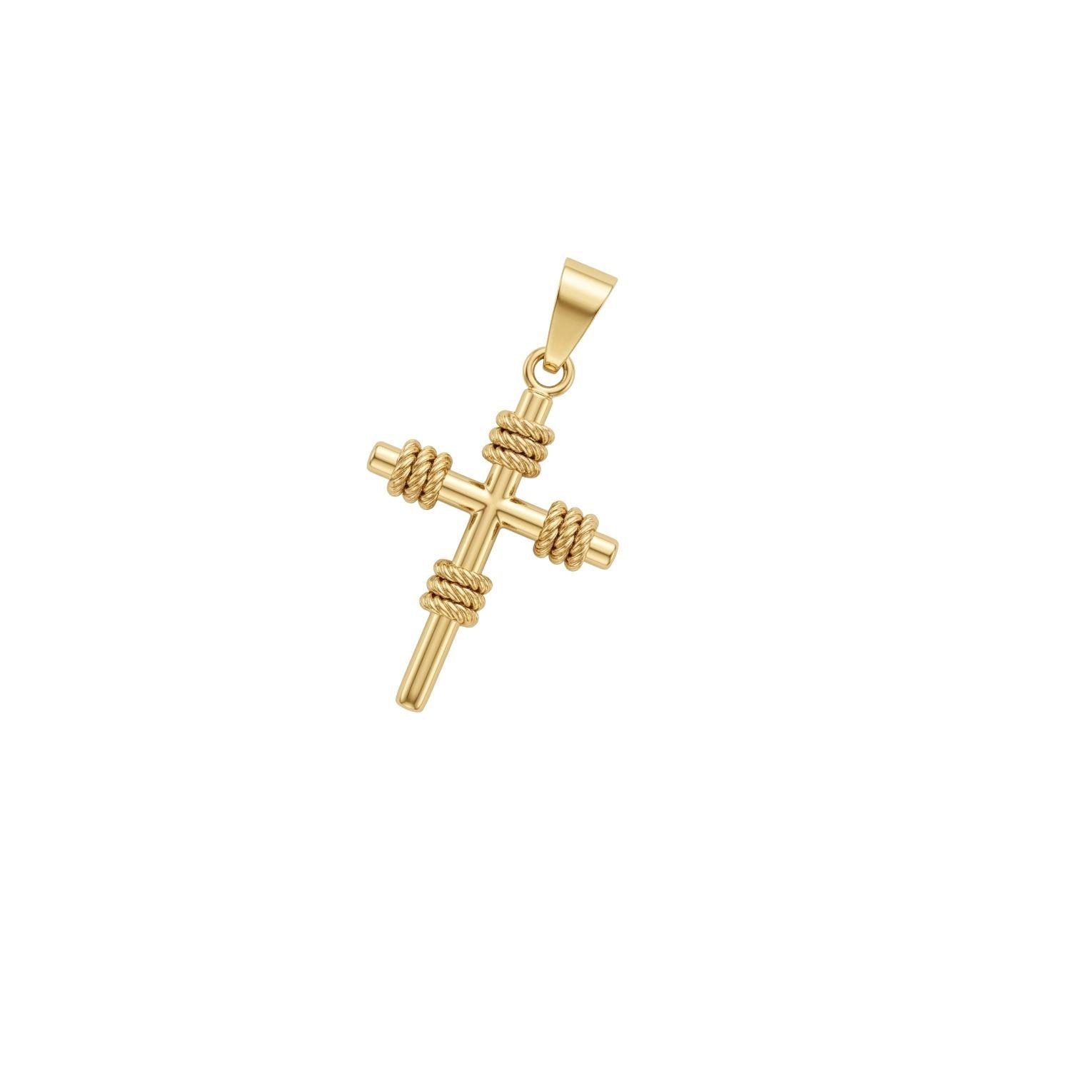 Colgante de Oro Miel 18kt Cruz Nudo  Pequeña-0