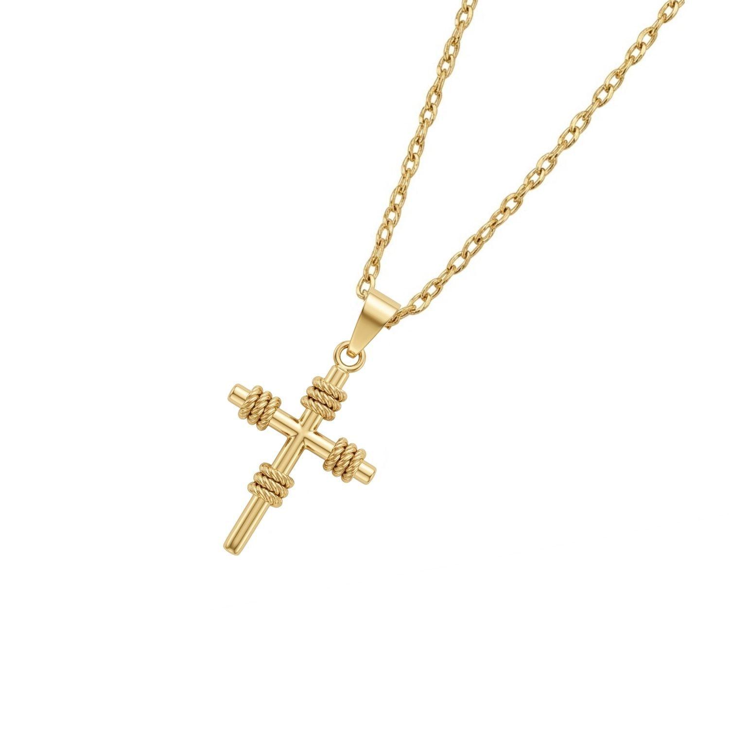 Colgante de Oro Miel 18kt Cruz Nudo  Pequeña-1