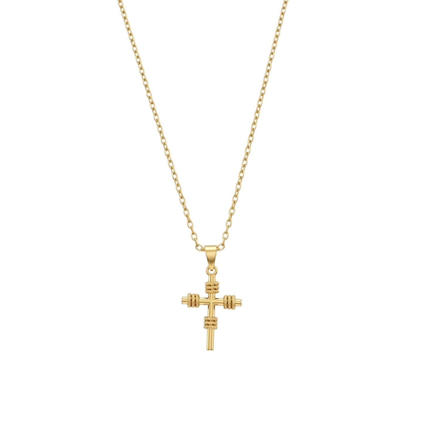 Colgante de Oro Miel 18kt Cruz Nudo  Pequeña-2