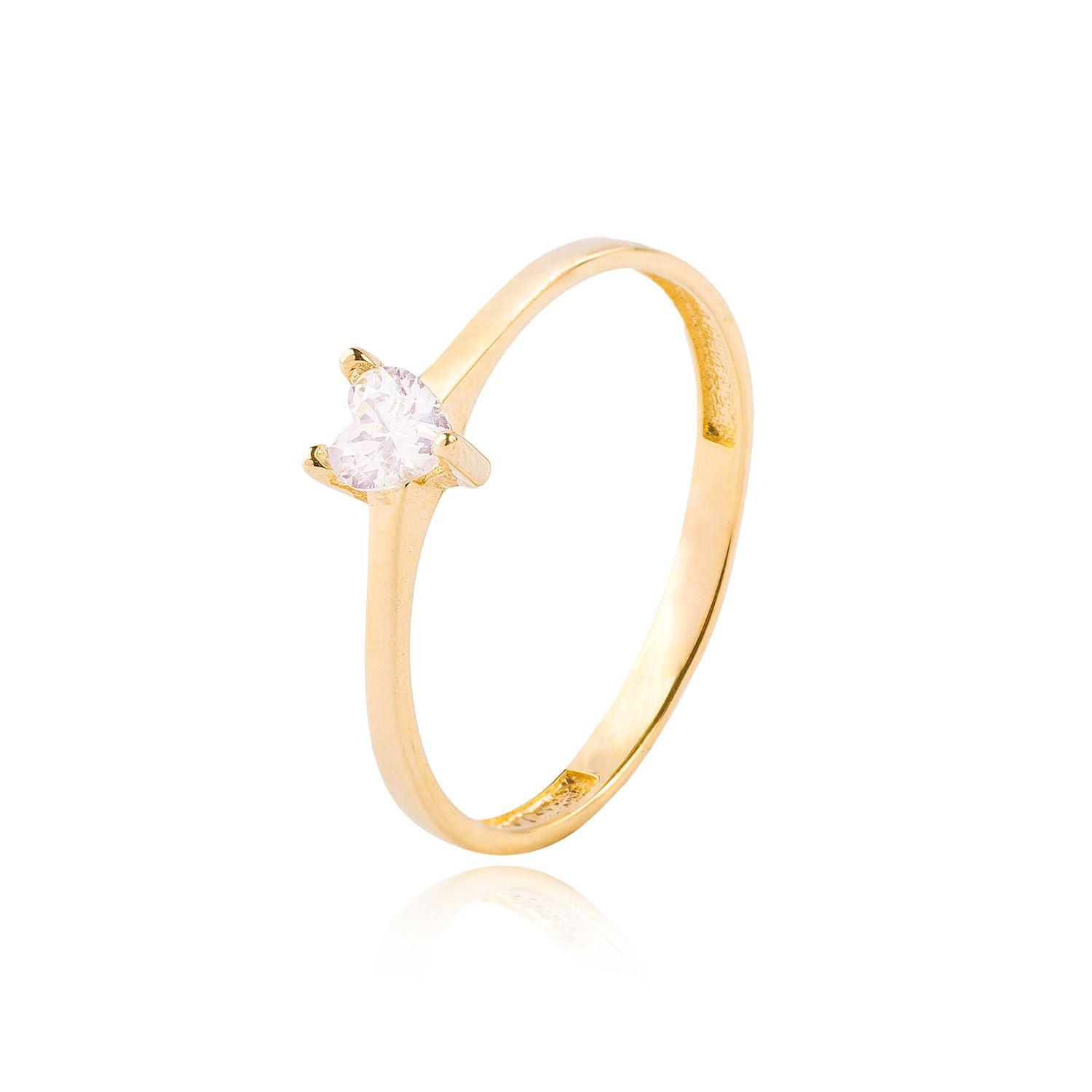 Anillo Compromiso de Oro 18Kt Corazon Solitario 1259-0