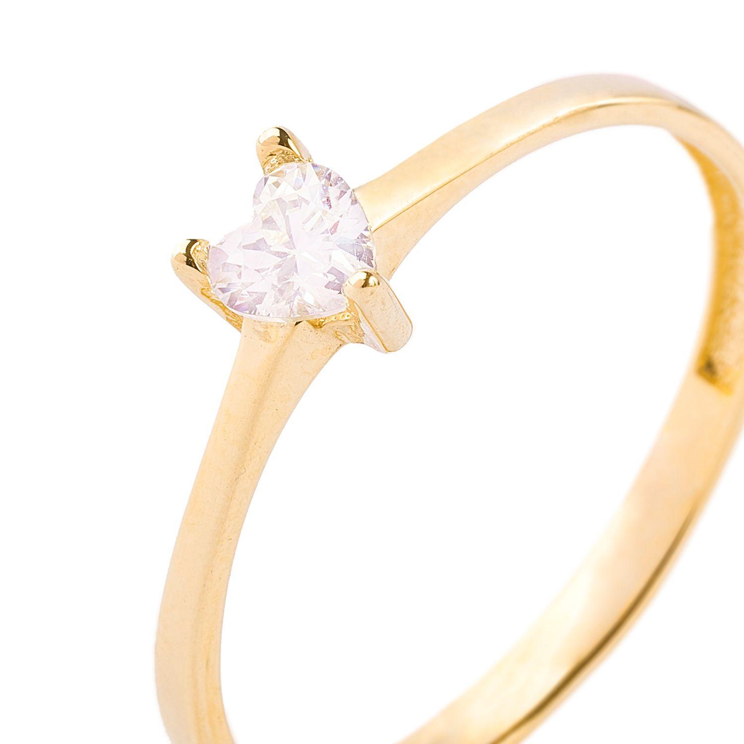 Anillo Compromiso de Oro 18Kt Corazon Solitario 1259-1