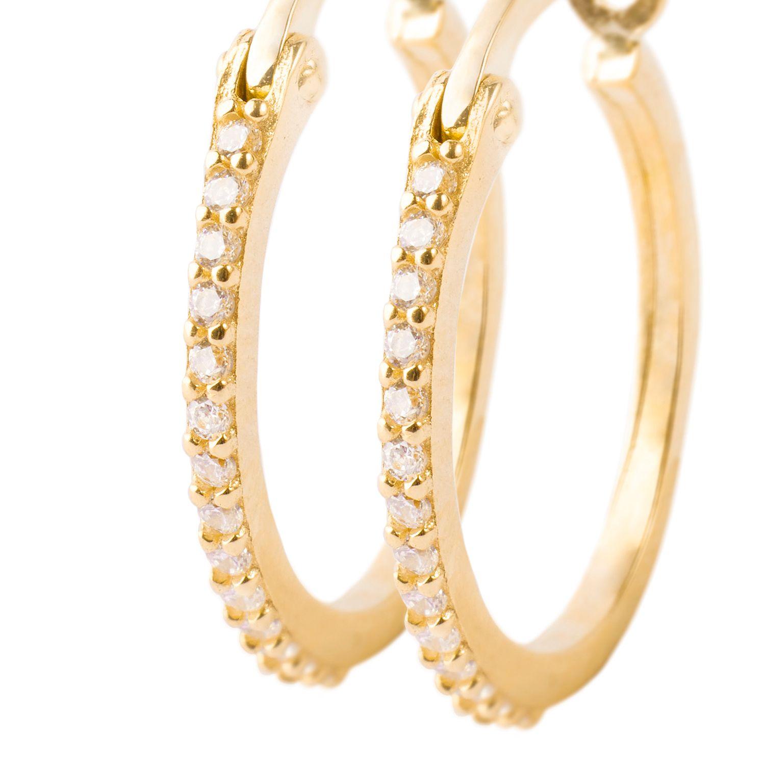 Aros de Oro 18kt Modelo Argollas Chicas con Circón-1