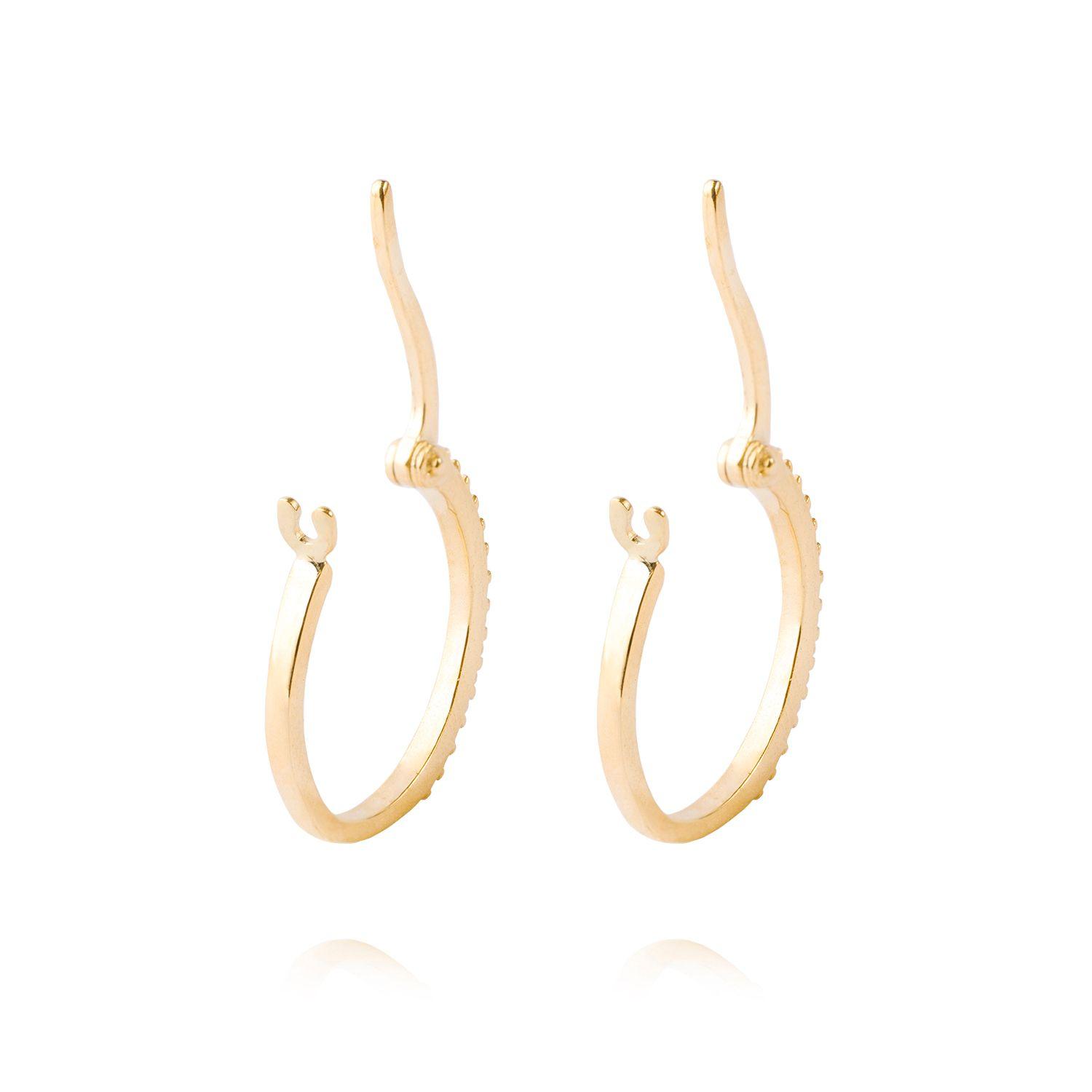 Aros de Oro 18kt Modelo Argollas Chicas con Circón-2