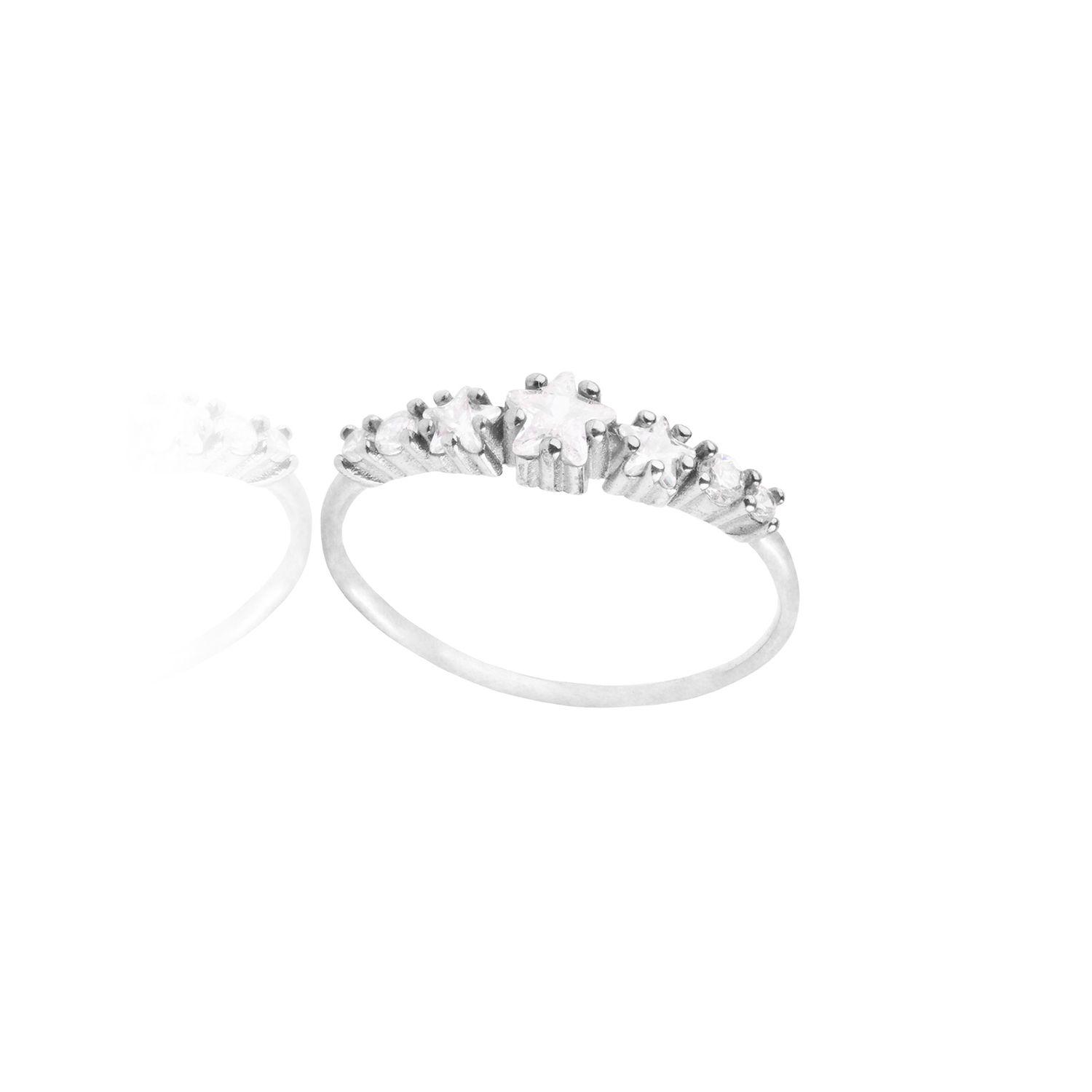 Anillo de Plata Esterlina 925 Estrellas Circon-2