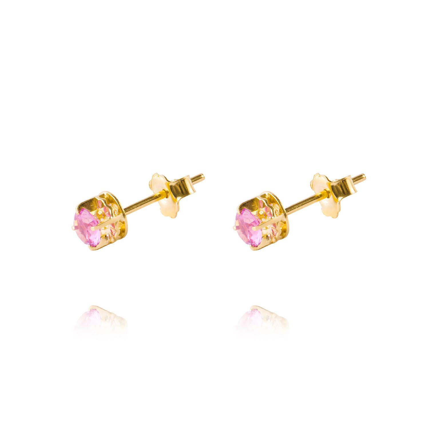 Aros de Oro 18kt Chatón Rosa de Francia Circonita 4mm-0