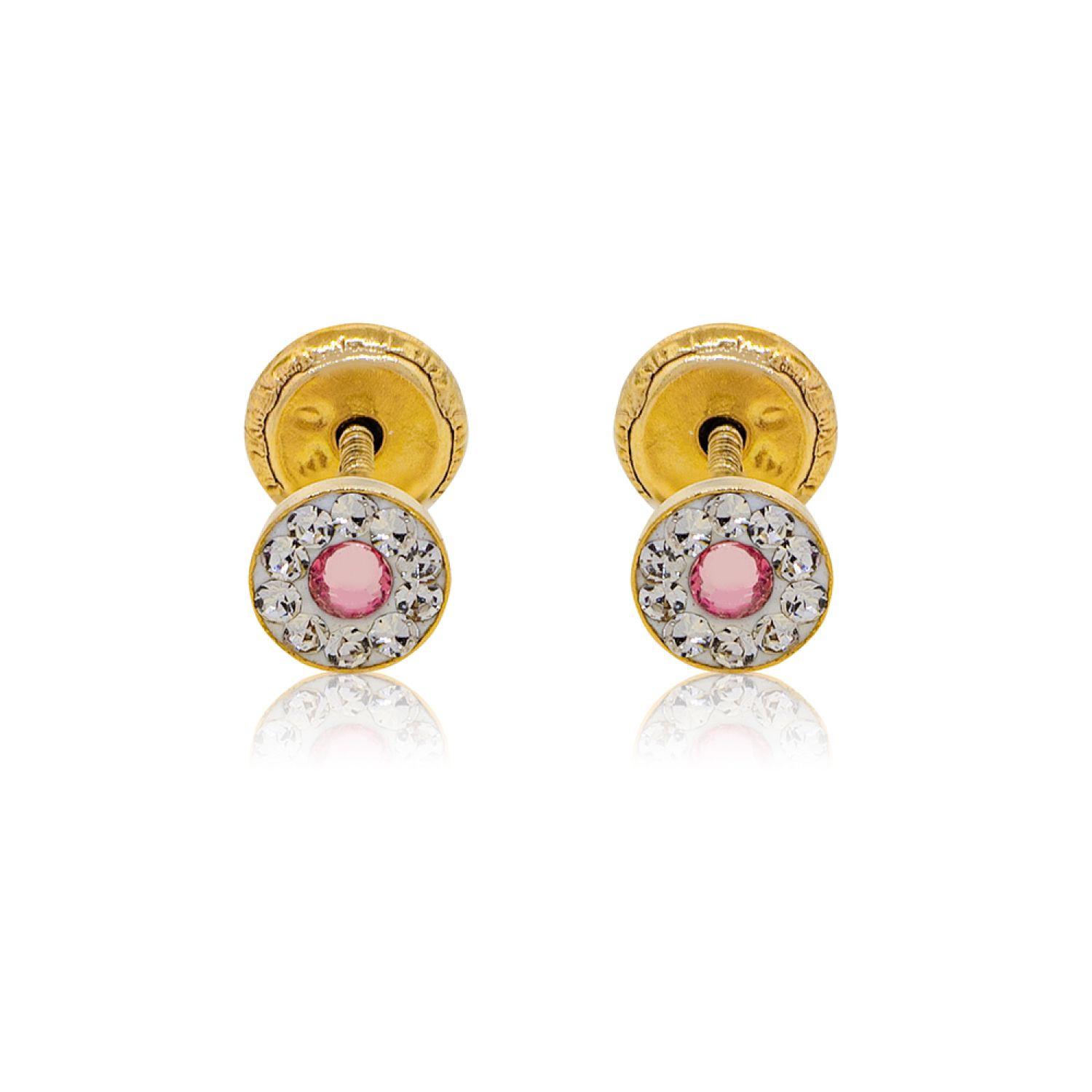 Aros de Oro 18kt Circulo de Rosa de Francia-1