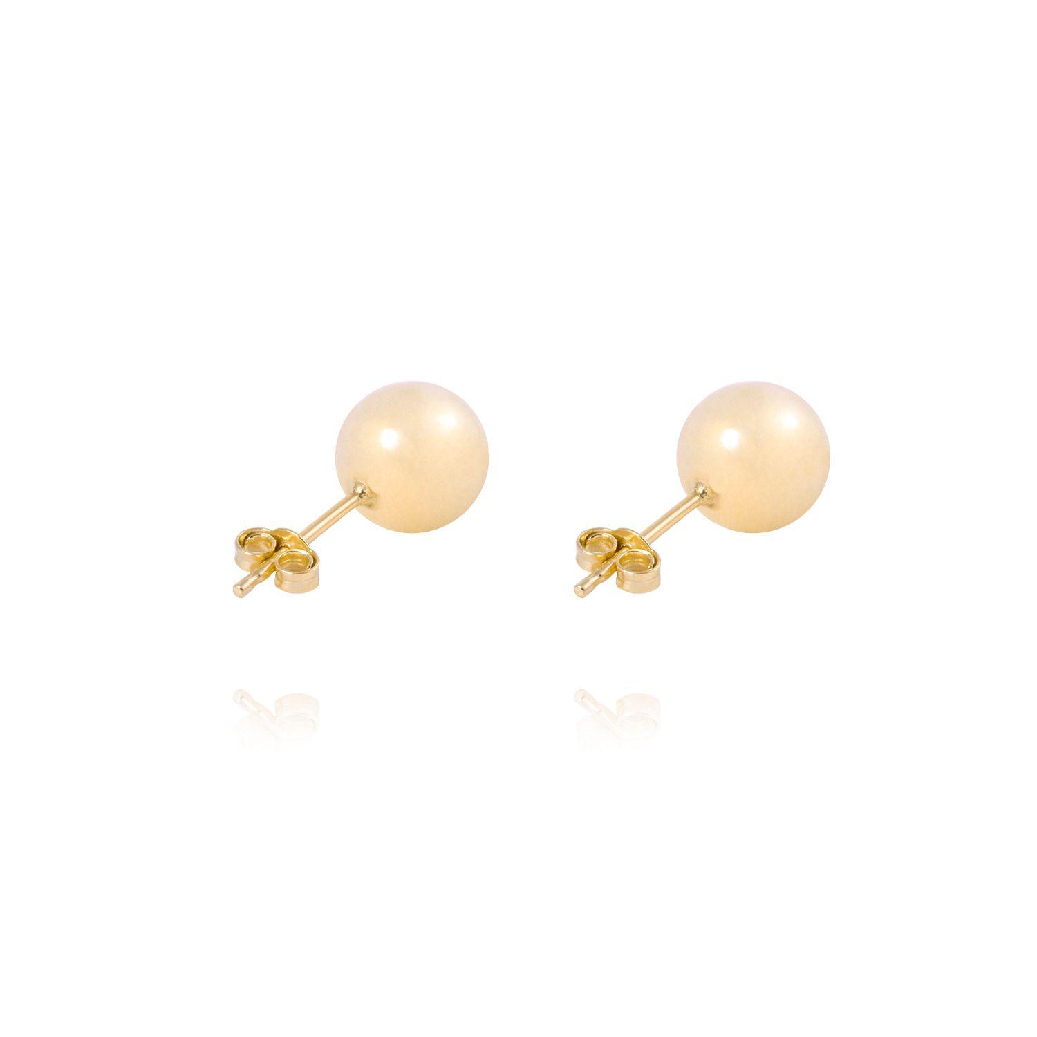 Aros de Oro 18kt Bola 8mm Tornillo Mariposa-2