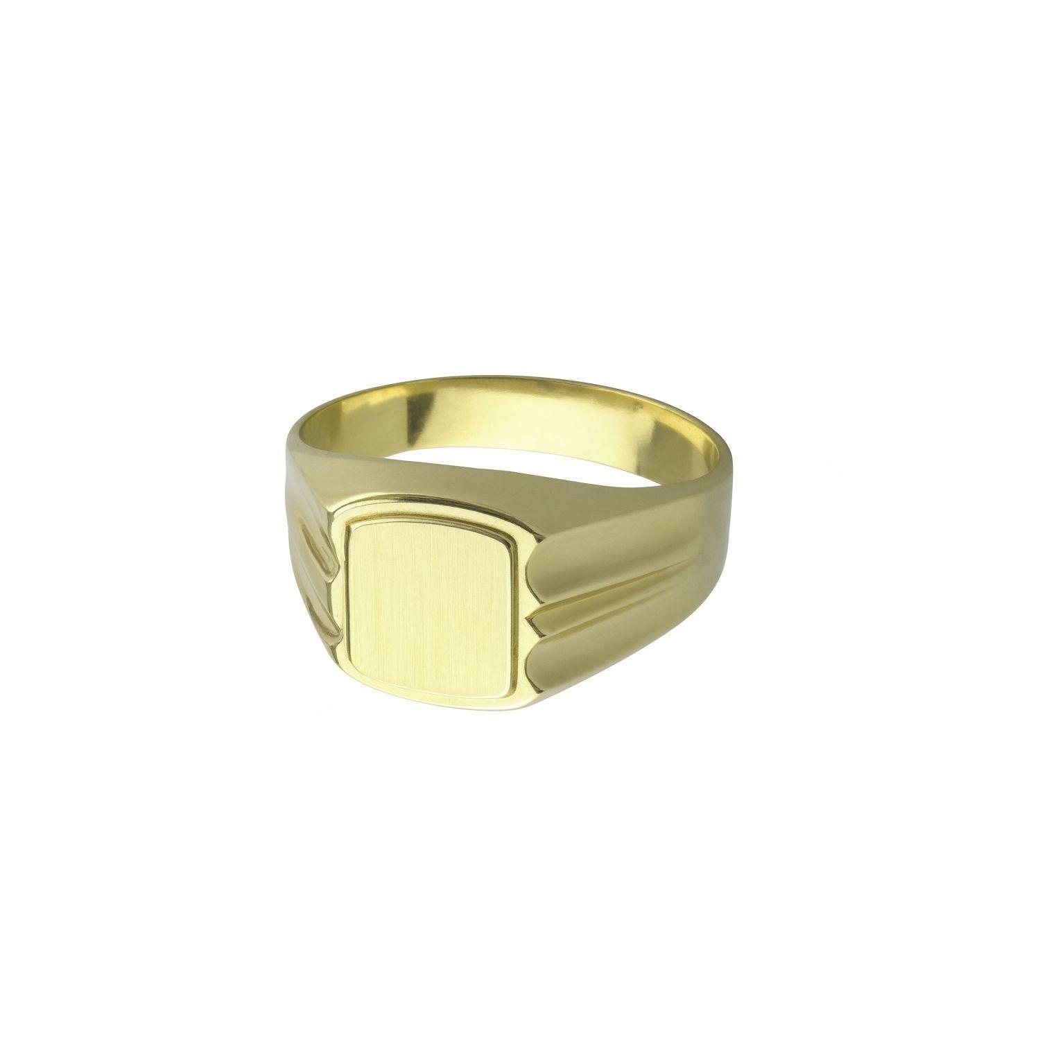 Anillo Oro 18kt Sello Cuadrado Ranurado-2