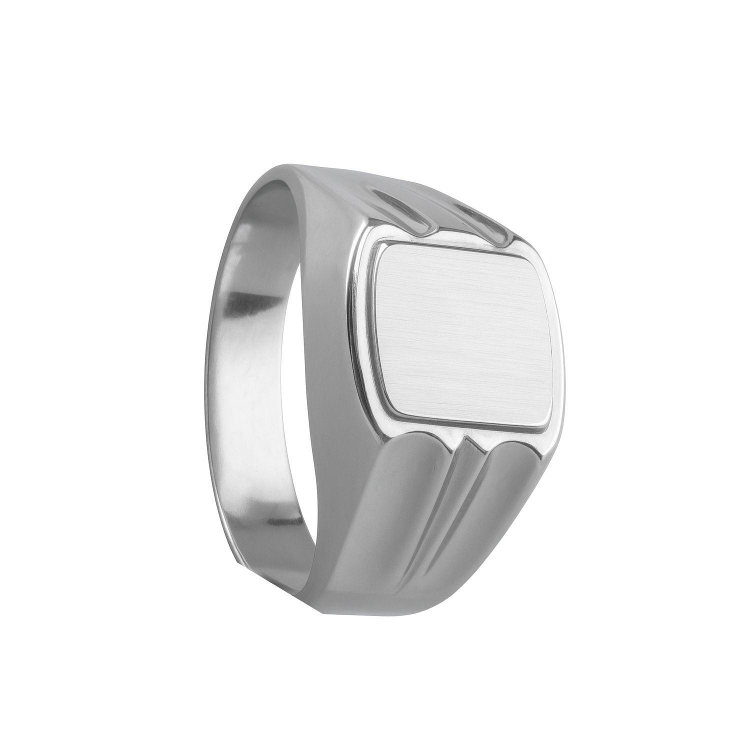 Anillo Oro 18kt Sello Cuadrado Ranurado-4