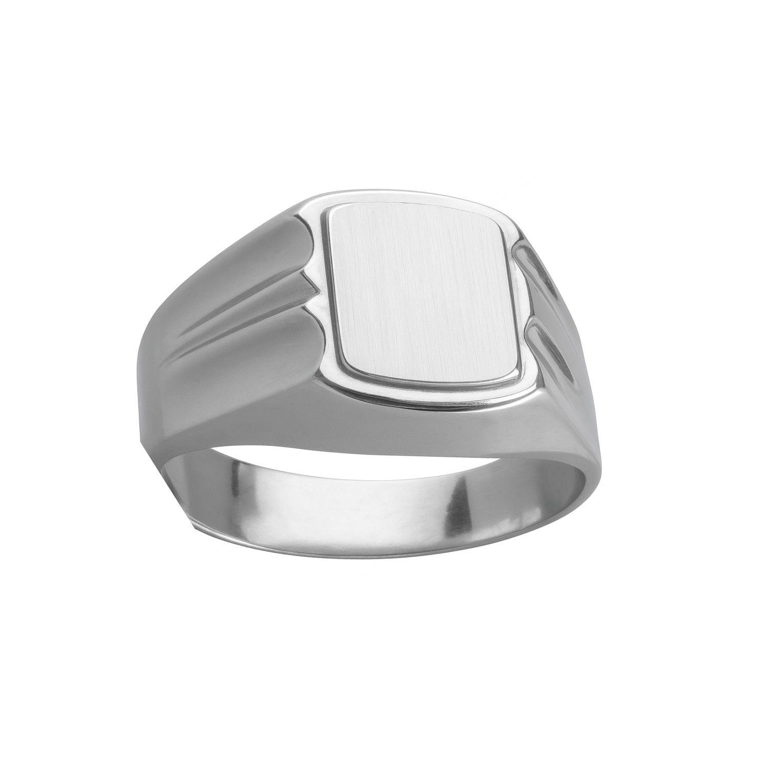 Anillo Oro 18kt Sello Cuadrado Ranurado-5