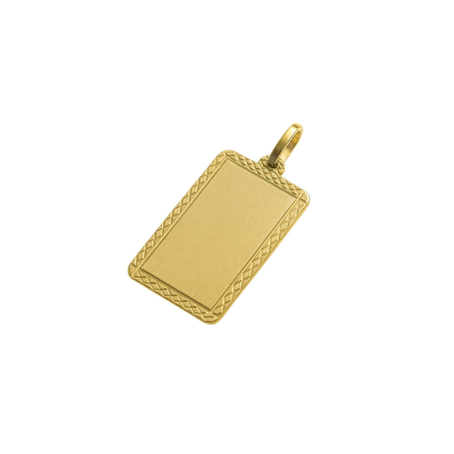 Colgante Oro Miel 18kt Placa Borde Diamantado-2