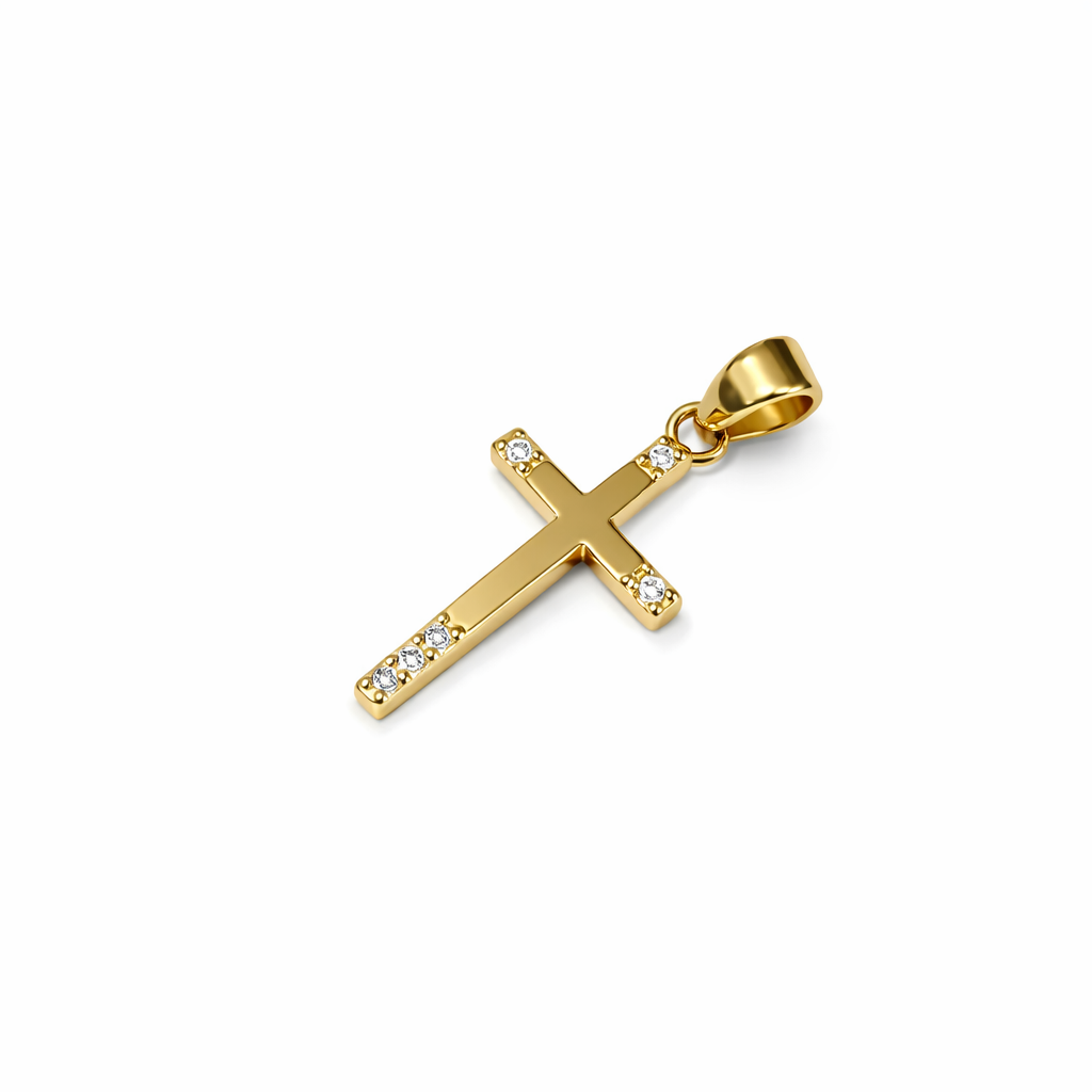 Colgante Oro Amarillo 18kt Cruz Circonita 24x11MM-0