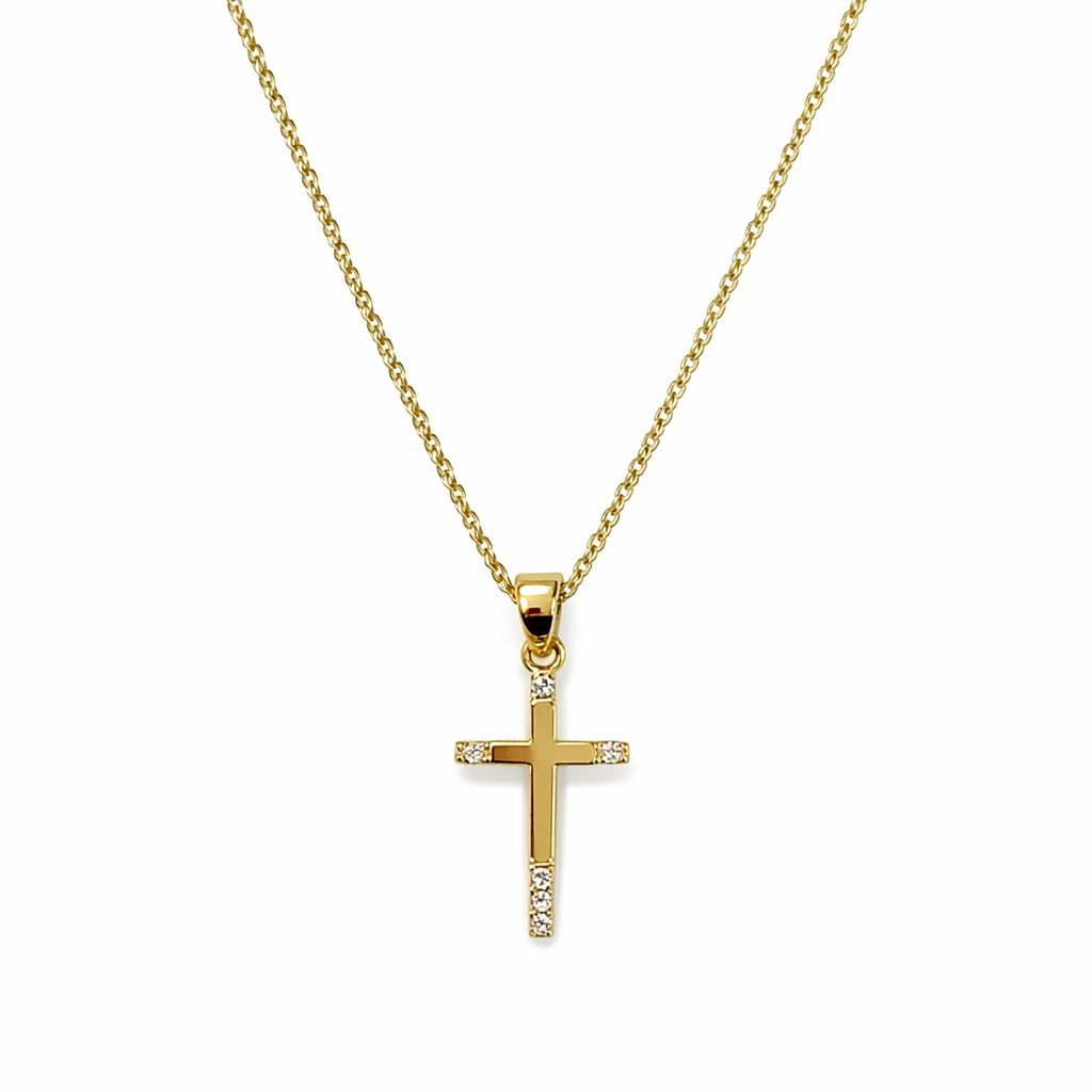 Colgante Oro Amarillo 18kt Cruz Circonita 24x11MM-2