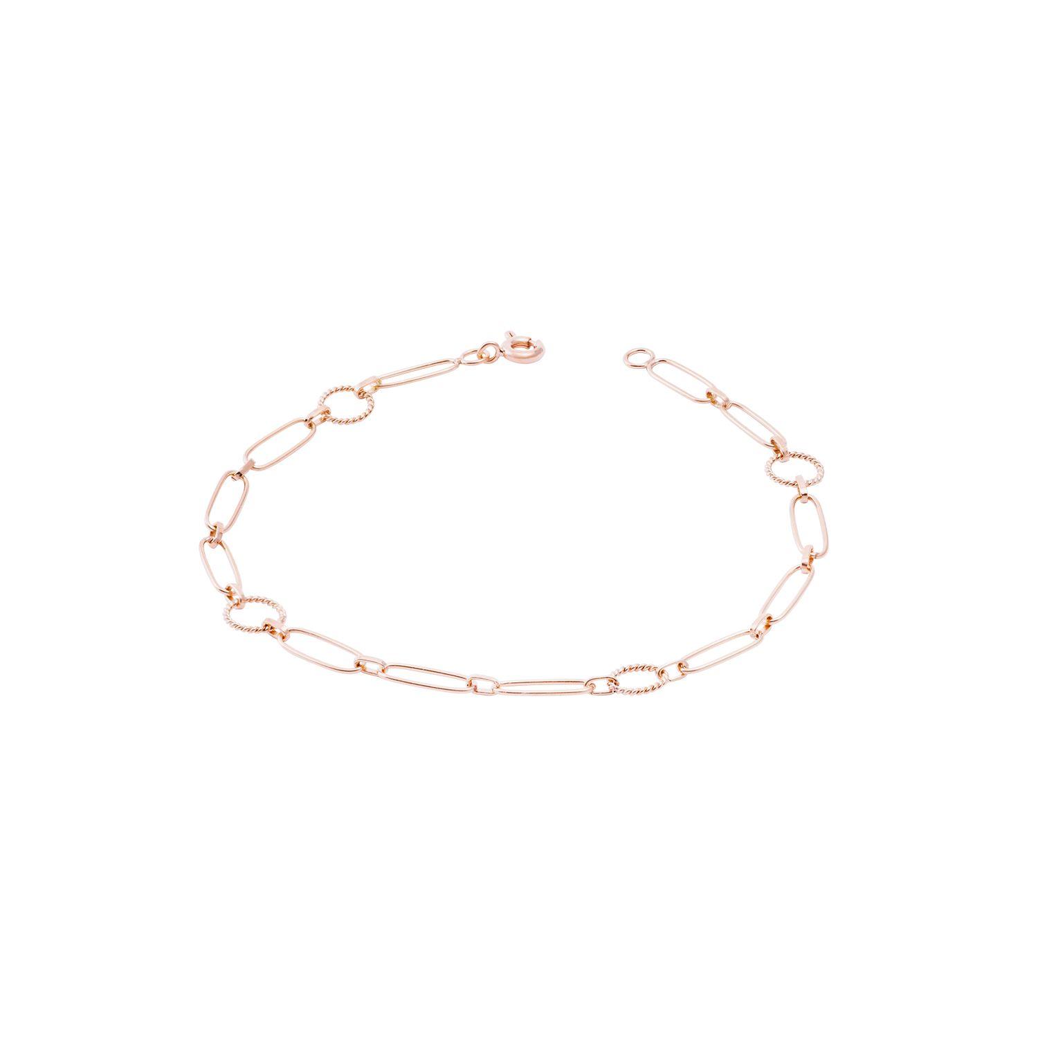 Pulsera Oro Miel 18kt Eslabon Circulo Torcido-2