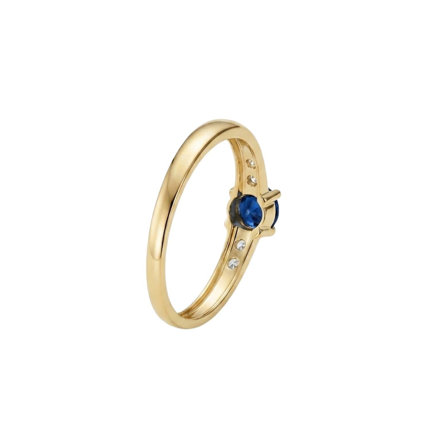 Anillo Oro Miel 18kt Eclipse con Zafiro y Circonitas-2