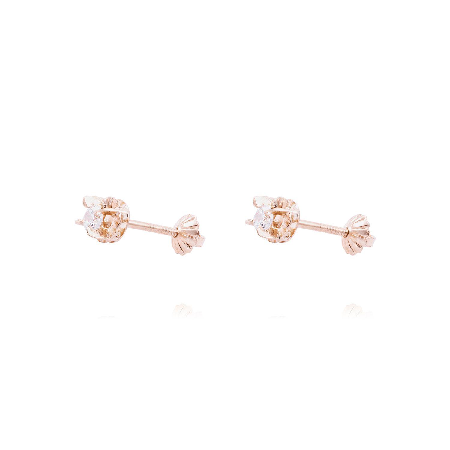 Aros Oro Miel 18kt Chatón Circón 3mm-0
