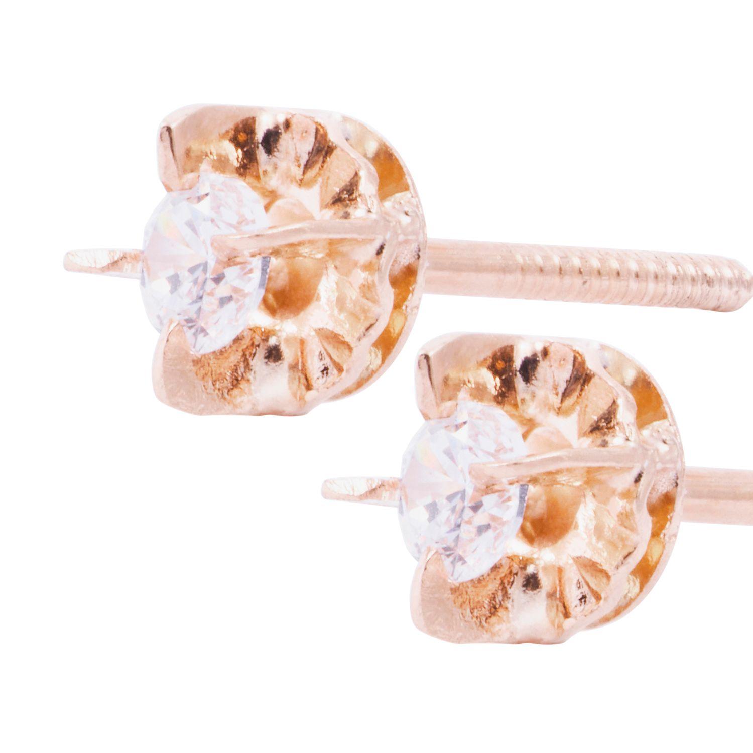 Aros Oro Miel 18kt Chatón Circón 3mm-1