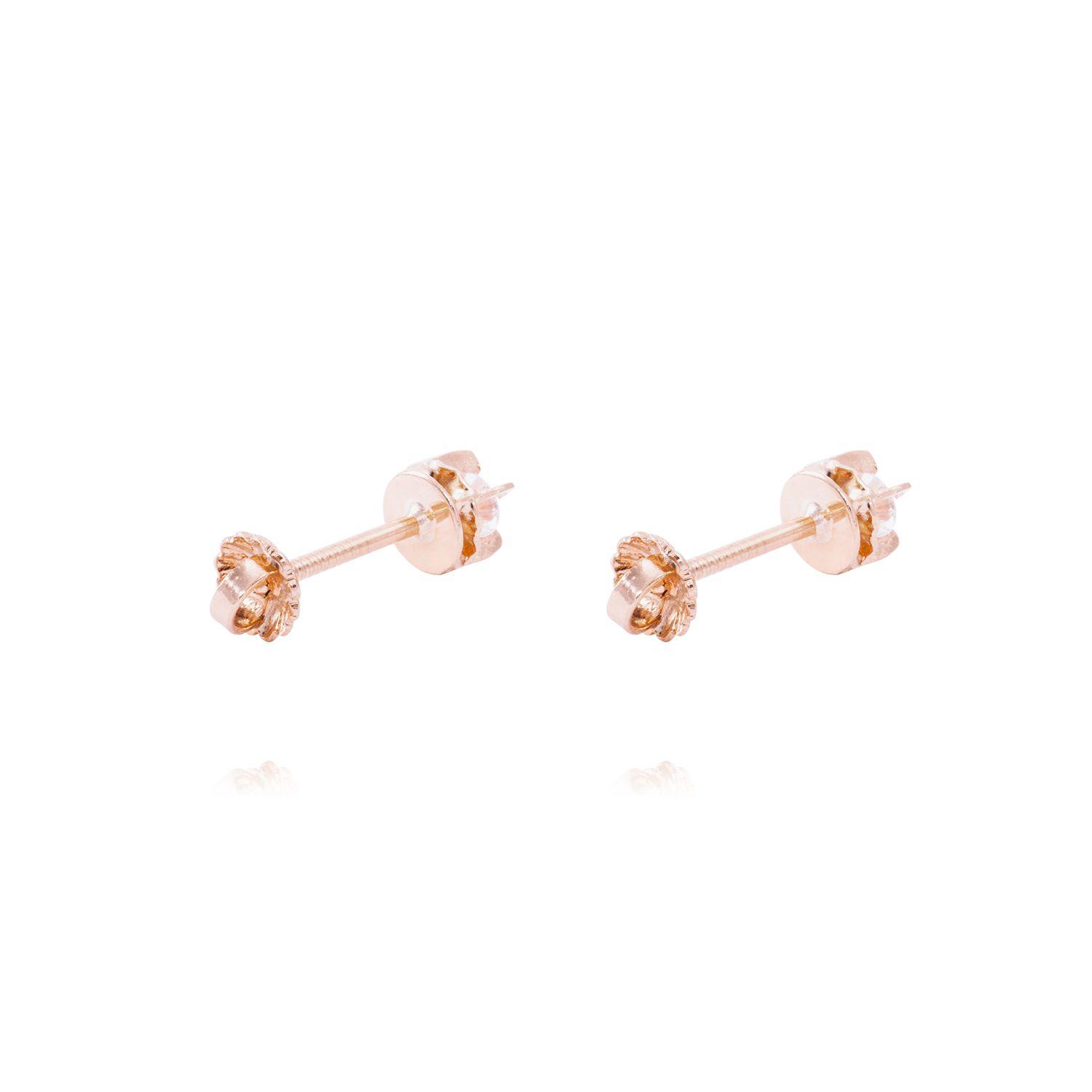Aros Oro Miel 18kt Chatón Circón 3mm-2