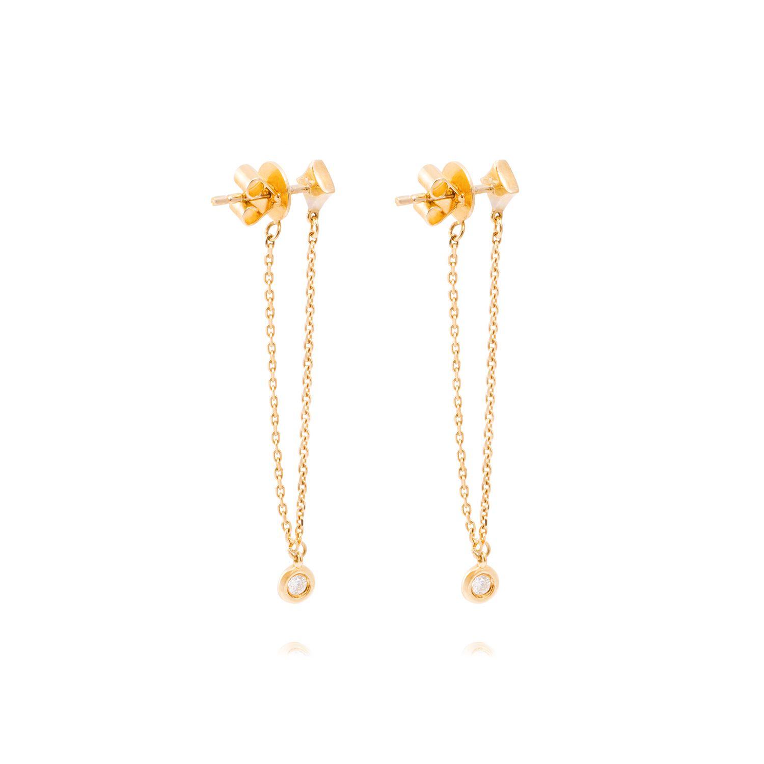 Aros de Oro Amarillo 18kt Colgante con Diamantes 5Pts-2