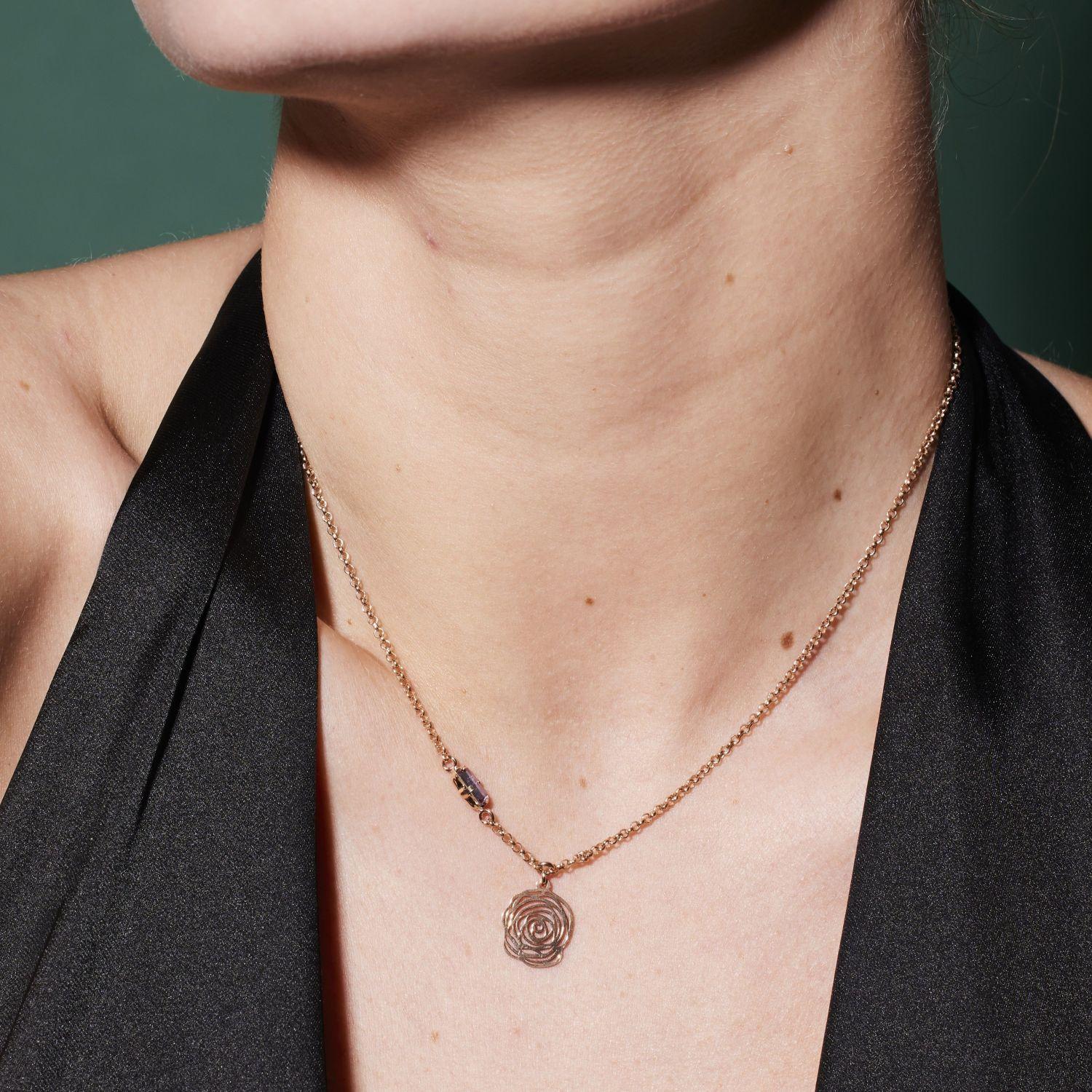 Collar de Plata Esterlina 925 Rosa Rose Revestido en Oro 18kt-3