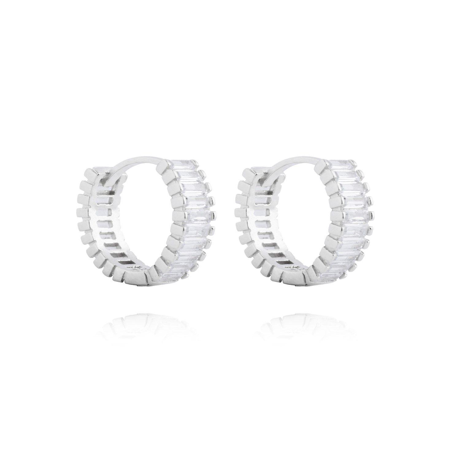 Aros de Plata Esterlina 925 Argollas Riel en Circon-2