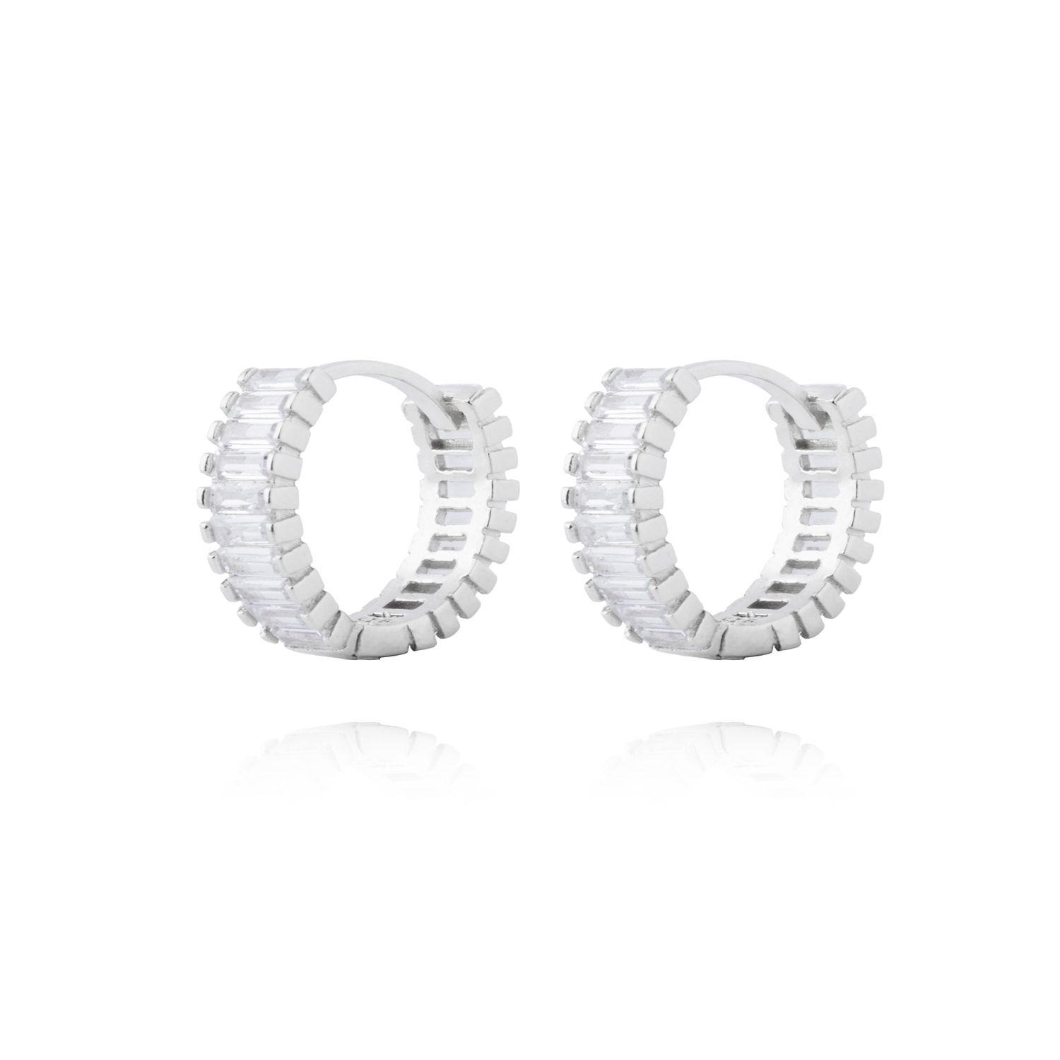 Aros de Plata Esterlina 925 Argollas Riel en Circon-0