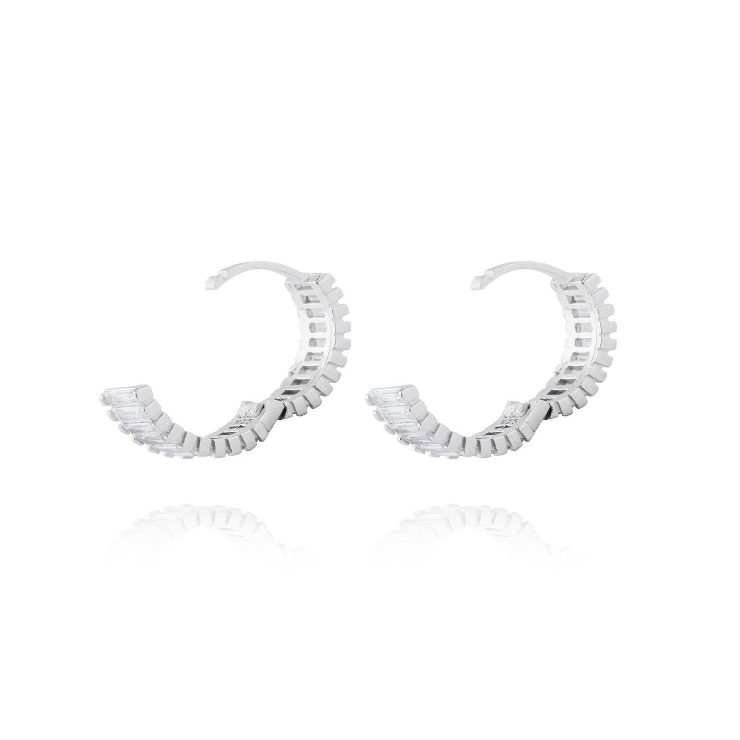 Aros de Plata Esterlina 925 Argollas Riel en Circon-1