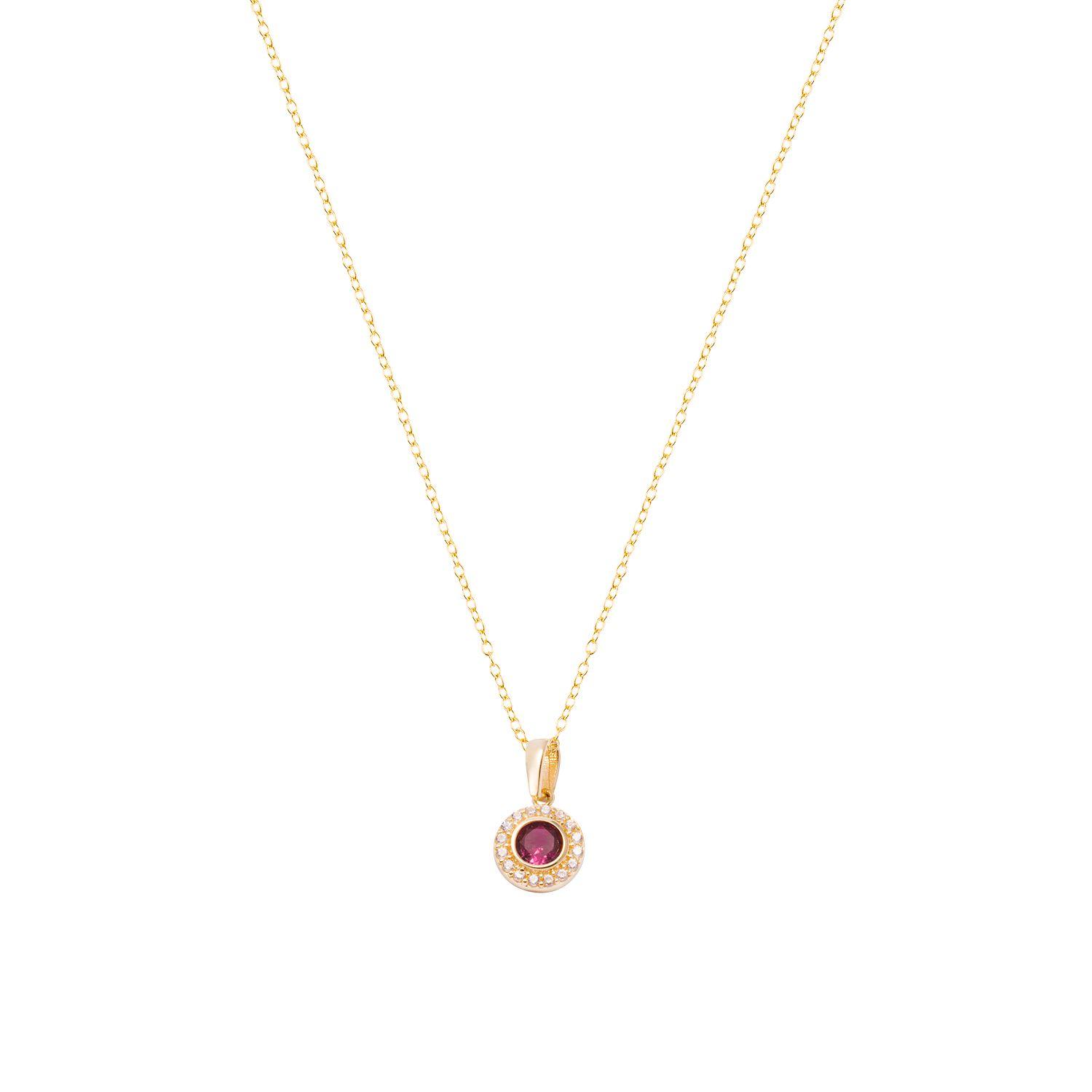Collar de Oro de 18kt Circonita Rubí-2