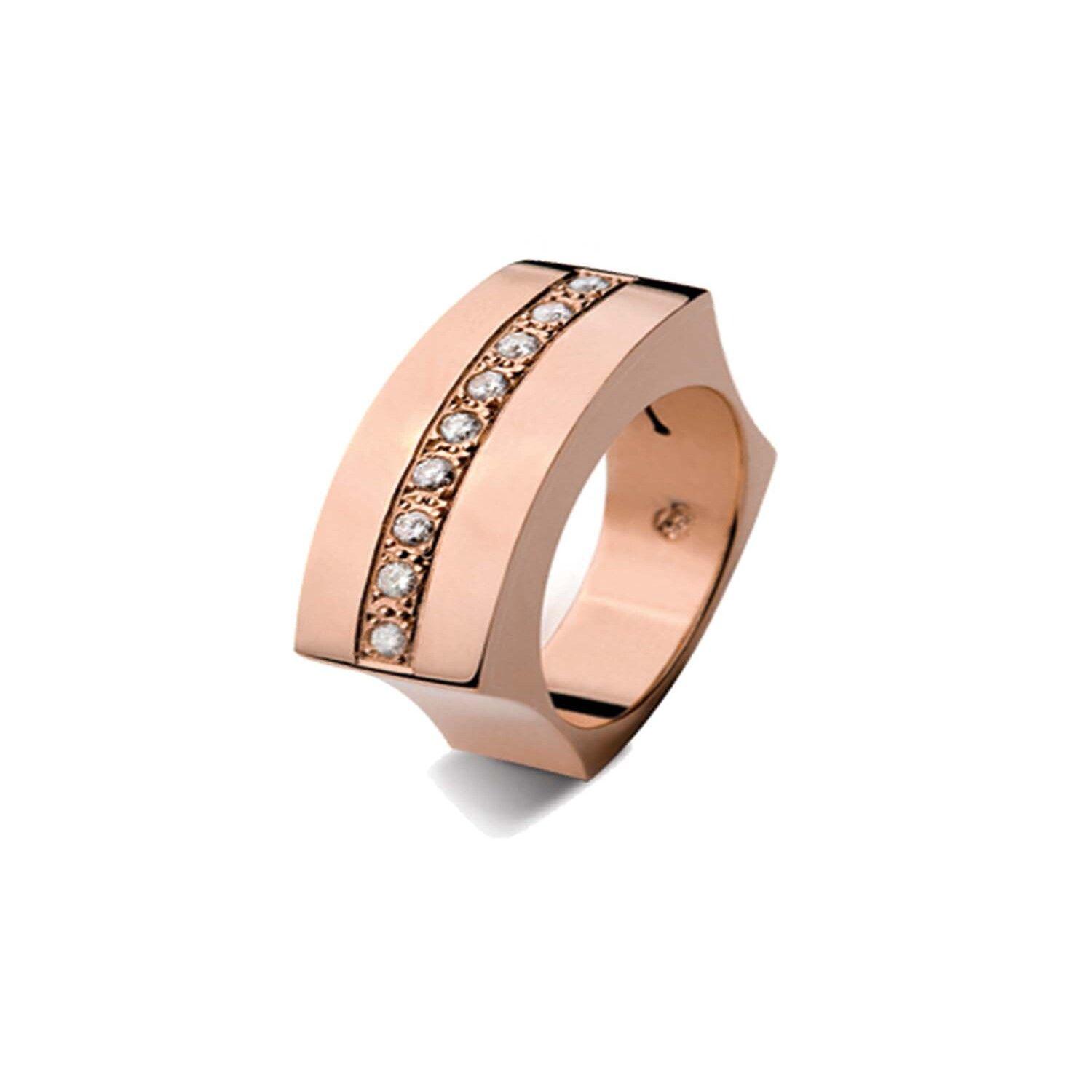 Anillo de Oro Rosado 18kt Modelo Curv con 09 Diamantes Corte Brillante de 2pts-0