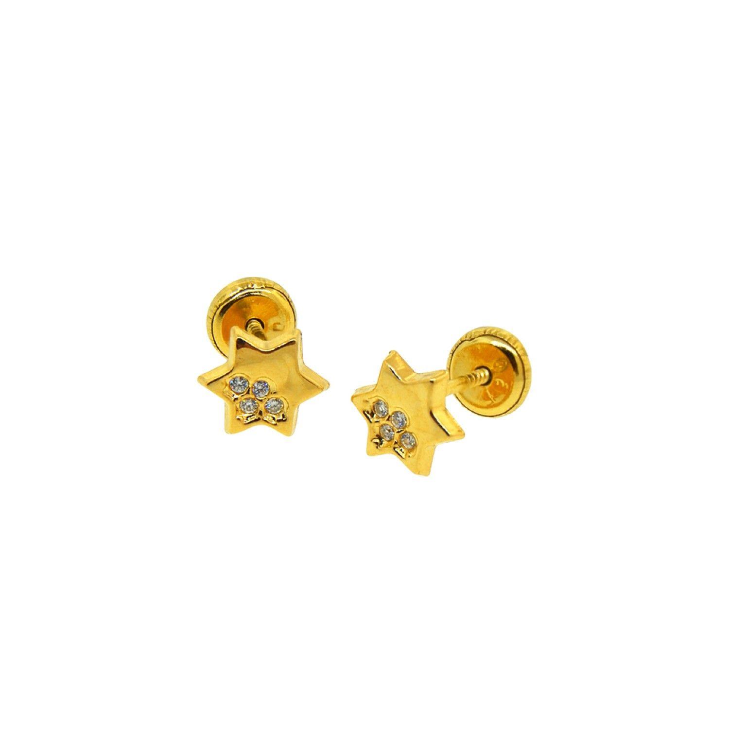 Aros de Oro 18kt Estrella 8 Circonitas 1,0mm-2