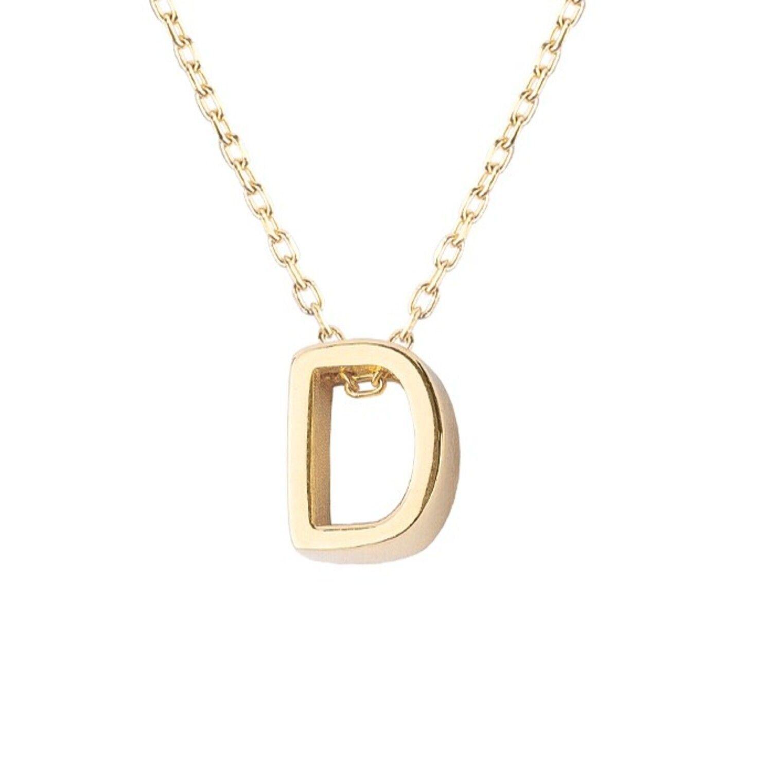 Collar de Plata Esterlina 925 Letra D Revestido en Oro 18kt-2