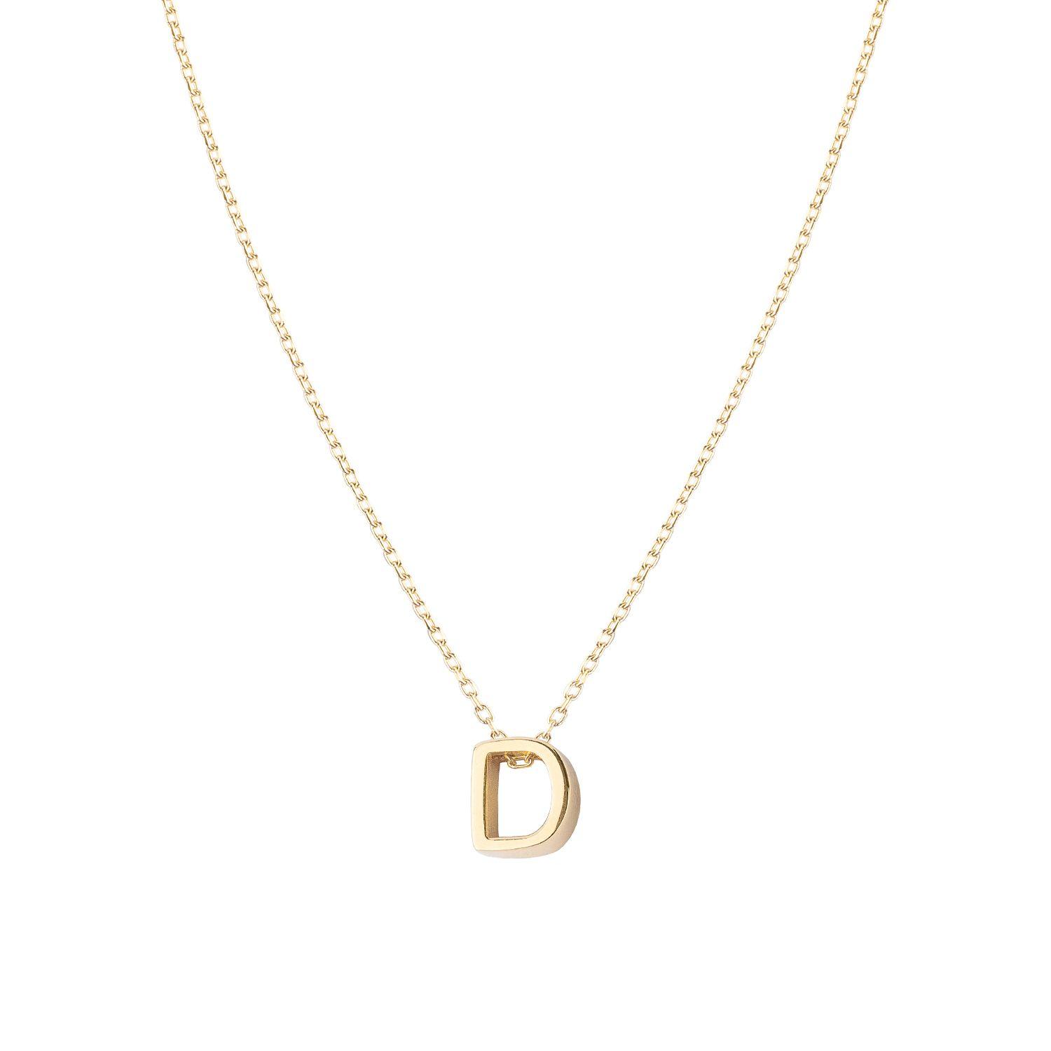 Collar de Plata Esterlina 925 Letra D Revestido en Oro 18kt-2