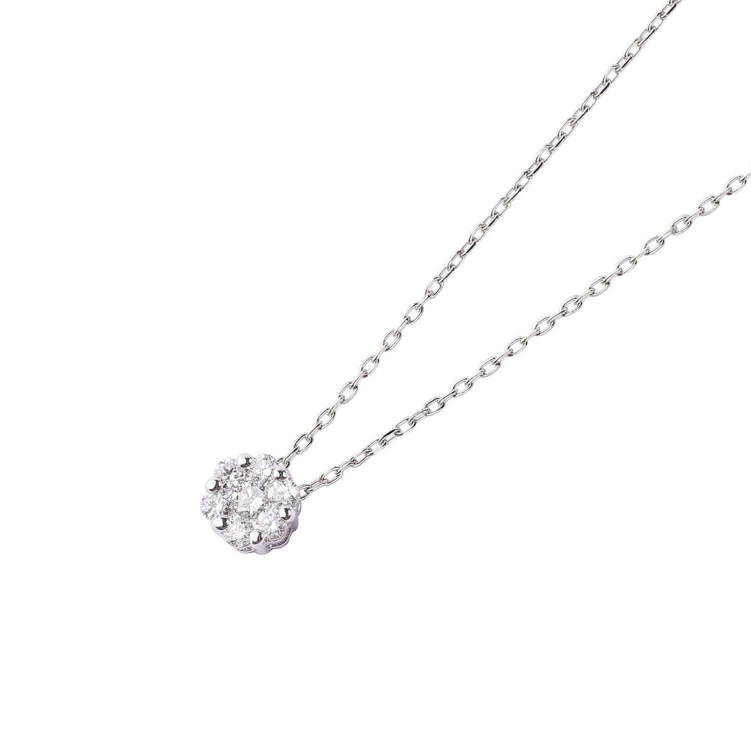 Collar Oro Blanco 18kt Diamantes Roseta 10Pts-0
