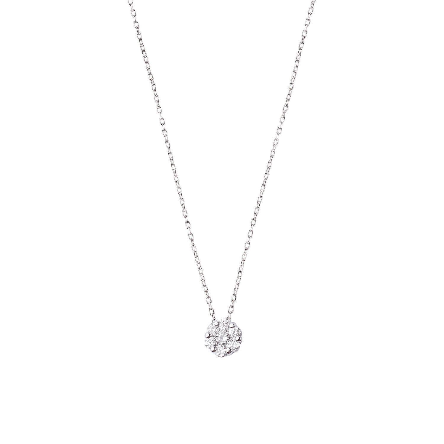 Collar Oro Blanco 18kt Diamantes Roseta 10Pts-2