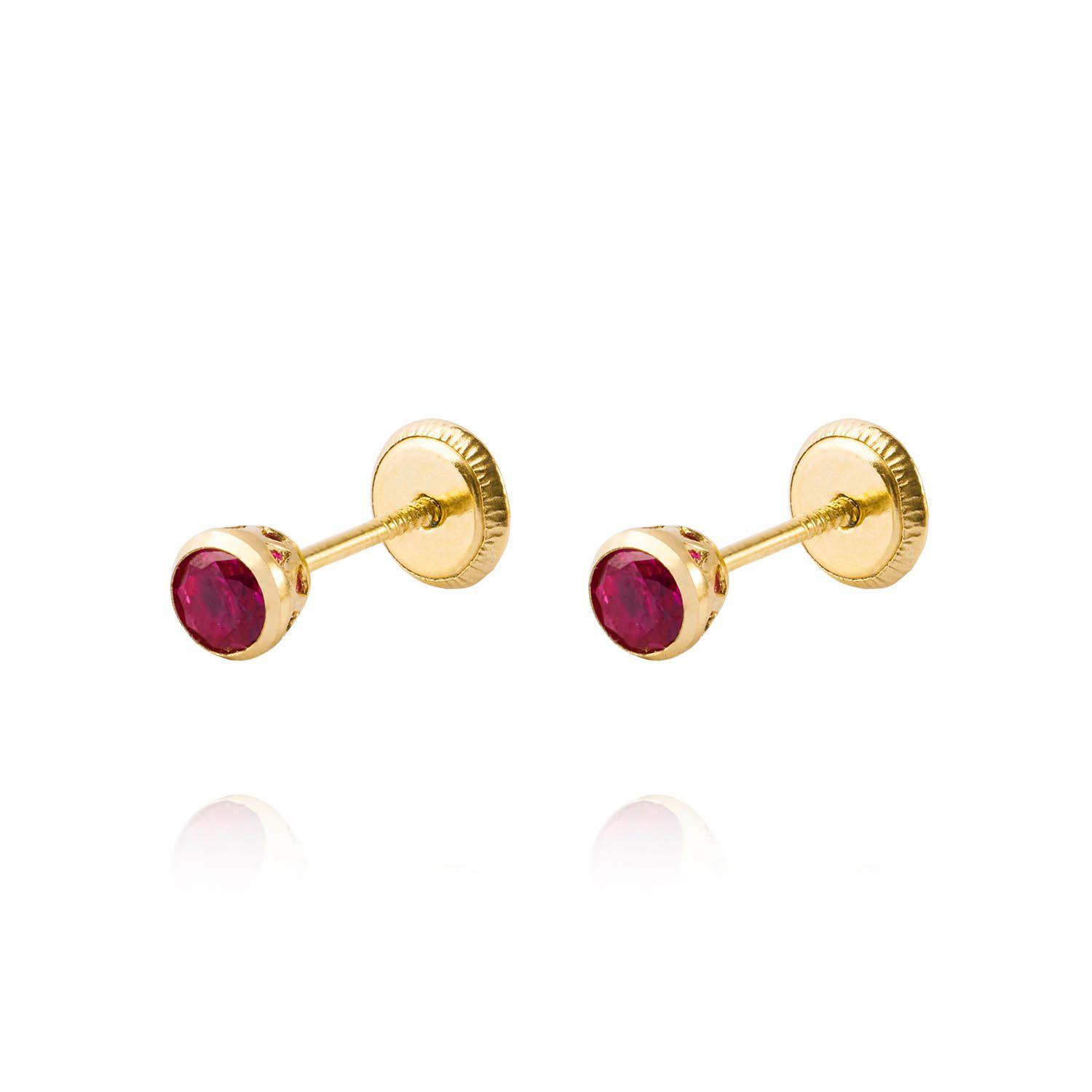 Aros de Oro 18kt Rubí Clasico de 3,0mm-0
