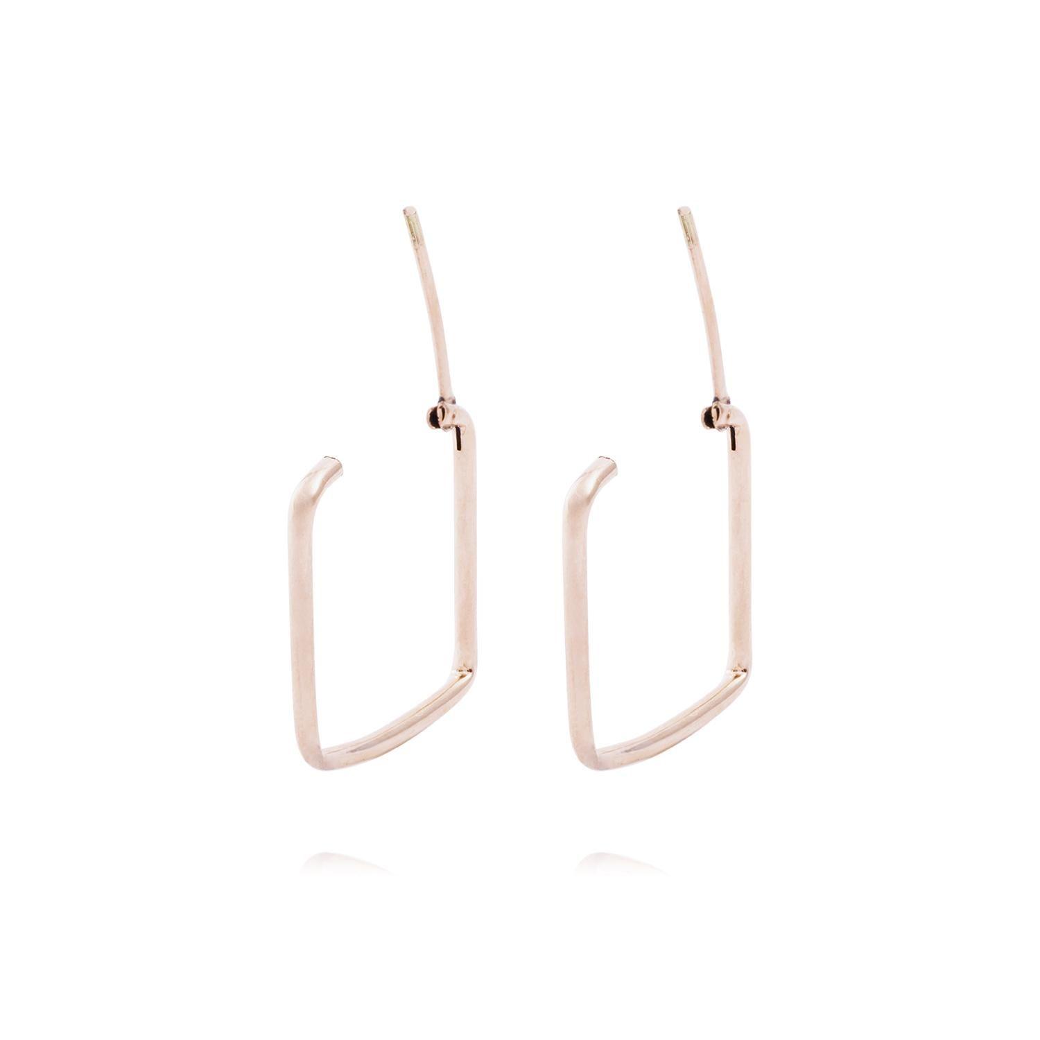 Aros Oro Miel de 18kt Cuadrado Mediano-2