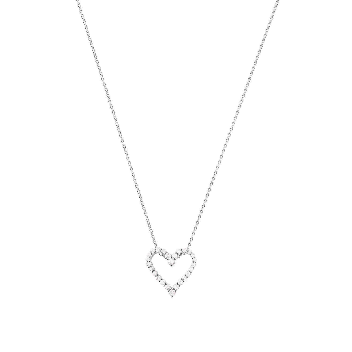 Colgante Oro Blanco 18kt con Diamantes de Corazón 30 Pts-2