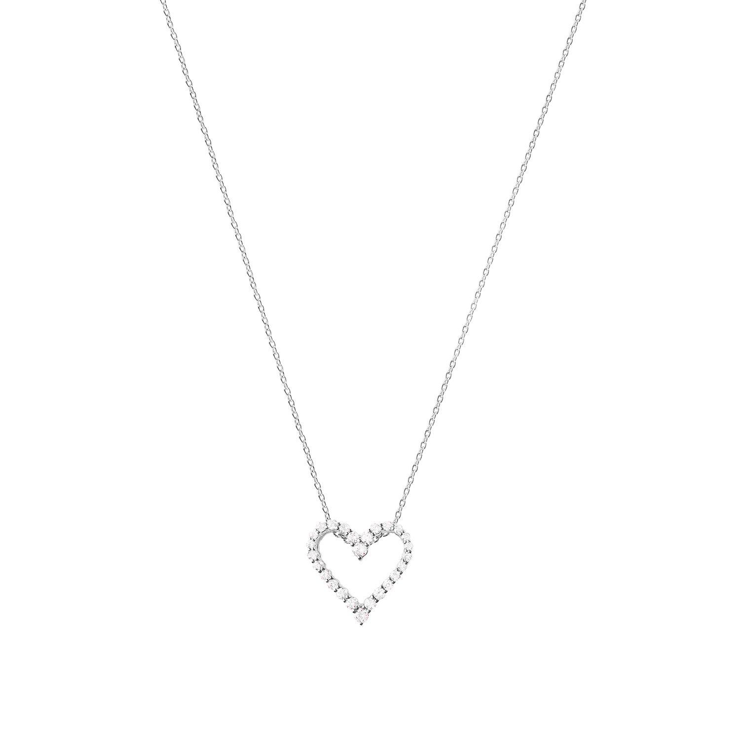 Colgante Oro Blanco 18kt con Diamantes de Corazón 30 Pts-2