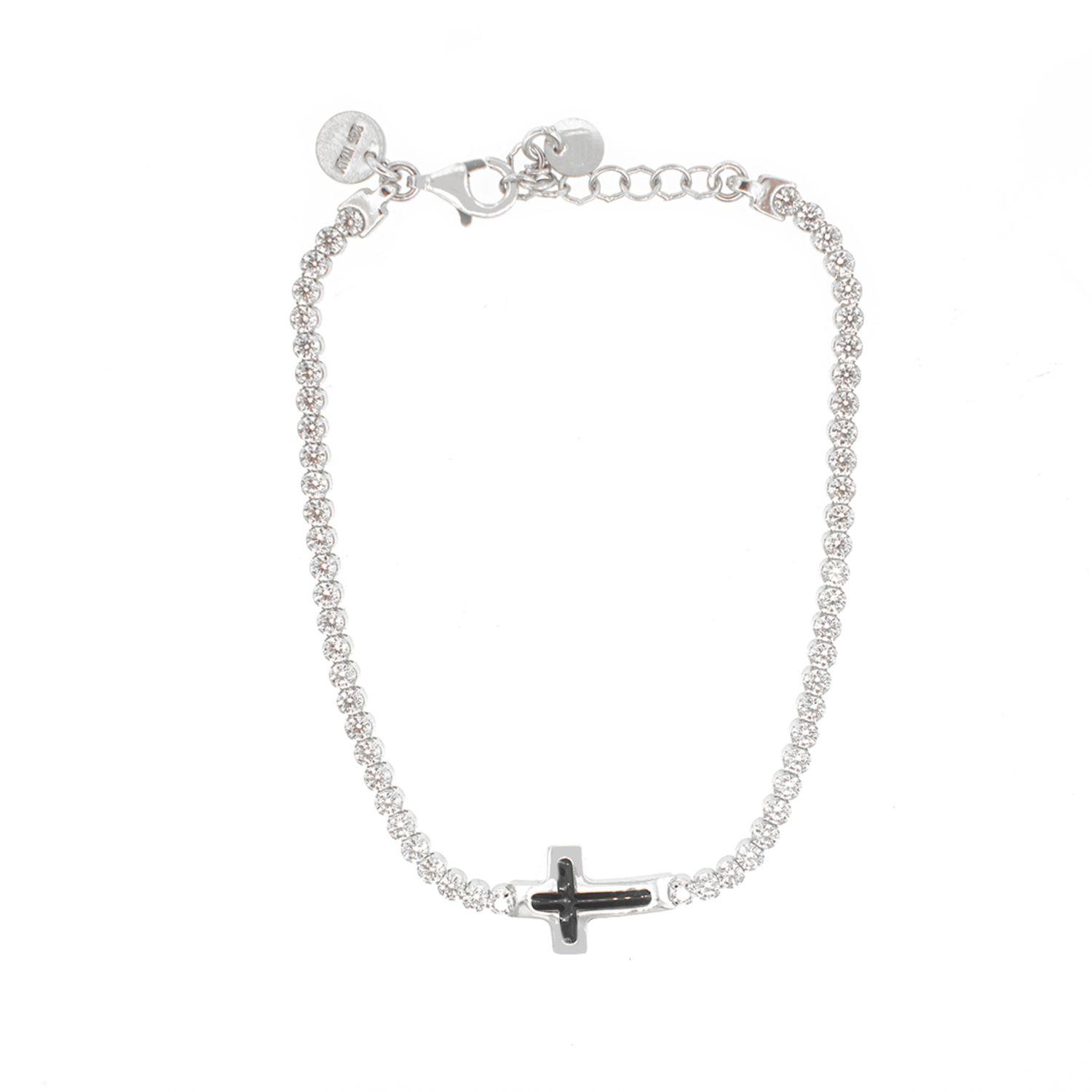 Pulsera de Plata Esterlina 925 Cruz Esmaltada Circon-2