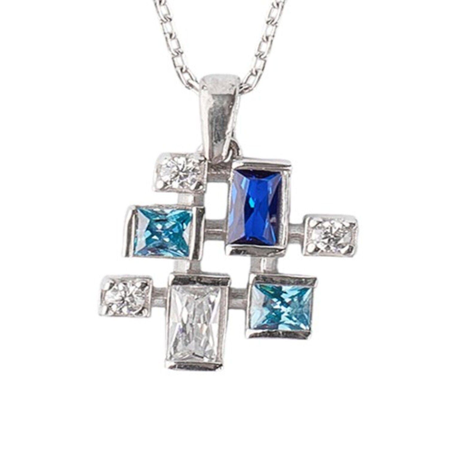 Collar de Plata Esterlina 925 Cuadro Tonos-1