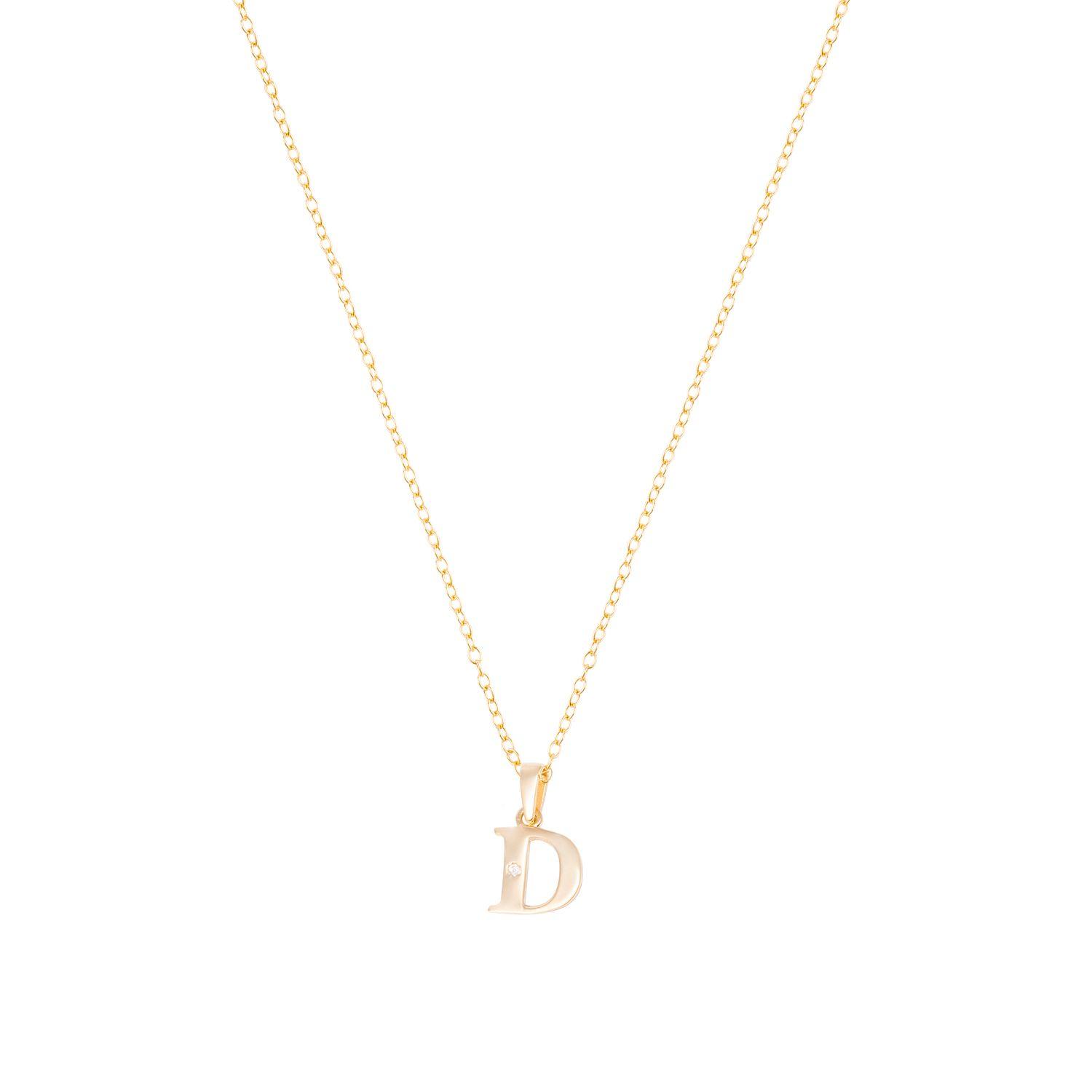 Collar de Oro de 18kt Circonitas letra D-2