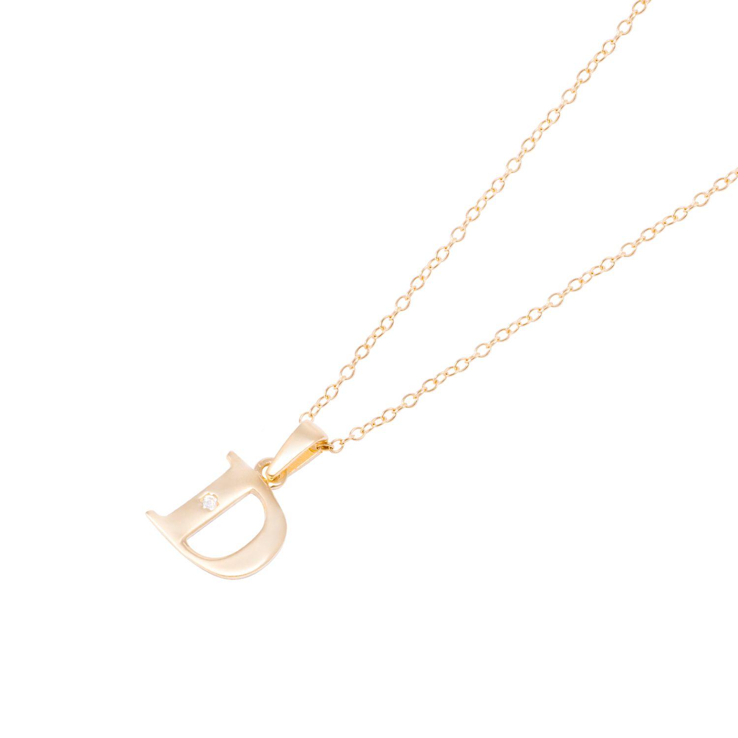 Collar de Oro de 18kt Circonitas letra D-0