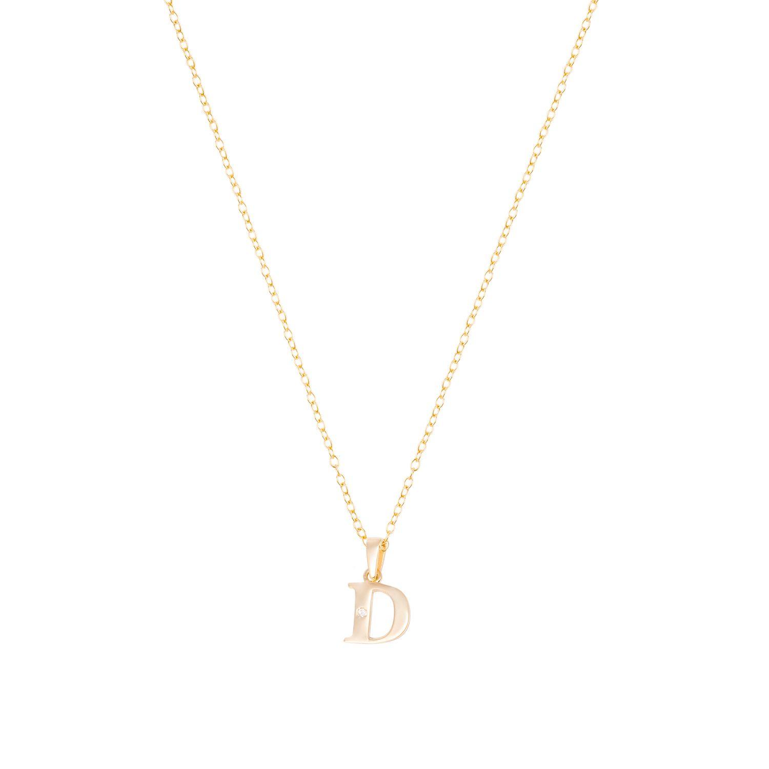 Collar de Oro de 18kt Circonitas letra D-2
