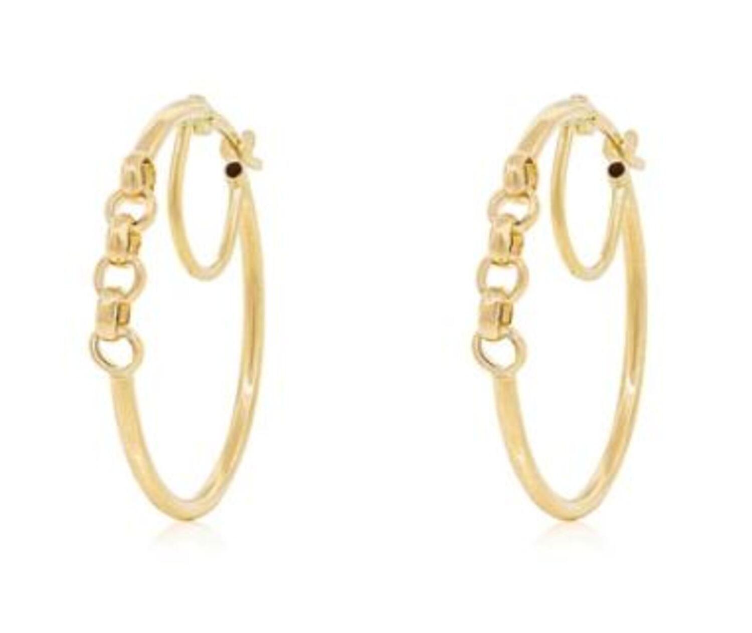 Aros de Oro 18kt Modelo  Modelo Argolla Cadena.-0